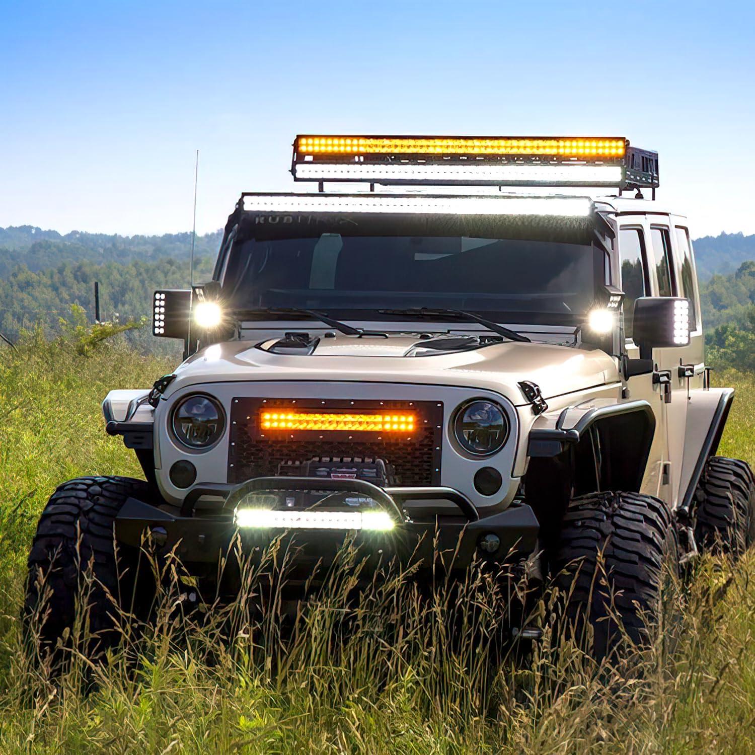 imageNilight  ZH002 20Inch 126W Spot Flood Combo Off Road Led Light Bar 2PCS 18w 4Inch LED Pods With 16AWG Wiring Harness Kit3 Lead For Tractor 2 Years WarrantyWhite