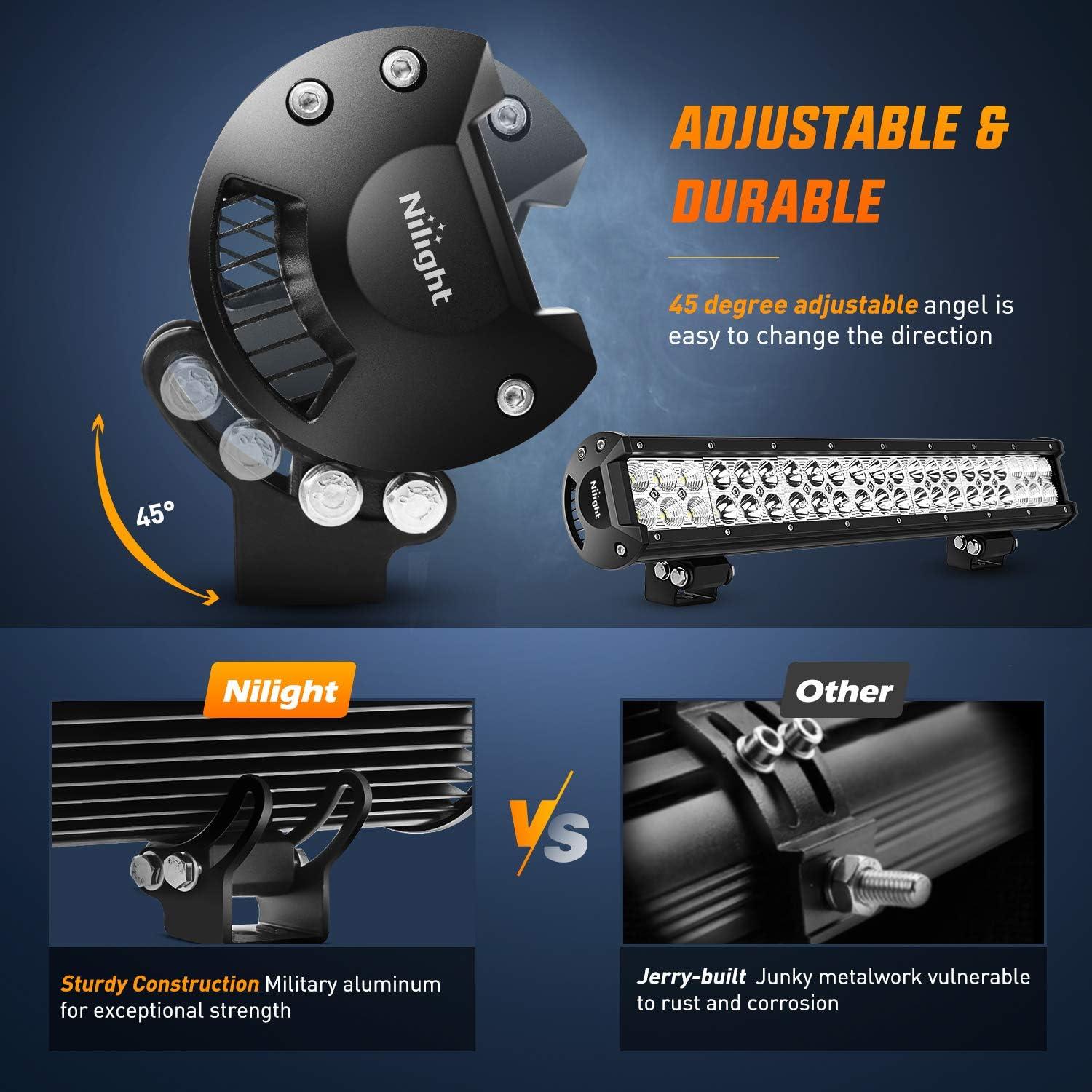 imageNilight  ZH006 LED Light Bar 20 Inch 126W Spot Flood Combo Led Off Road Lights with 16AWG Wiring Harness KitOne Lead 2 Years Warranty20Inch 126W Lights  Wiring Harness