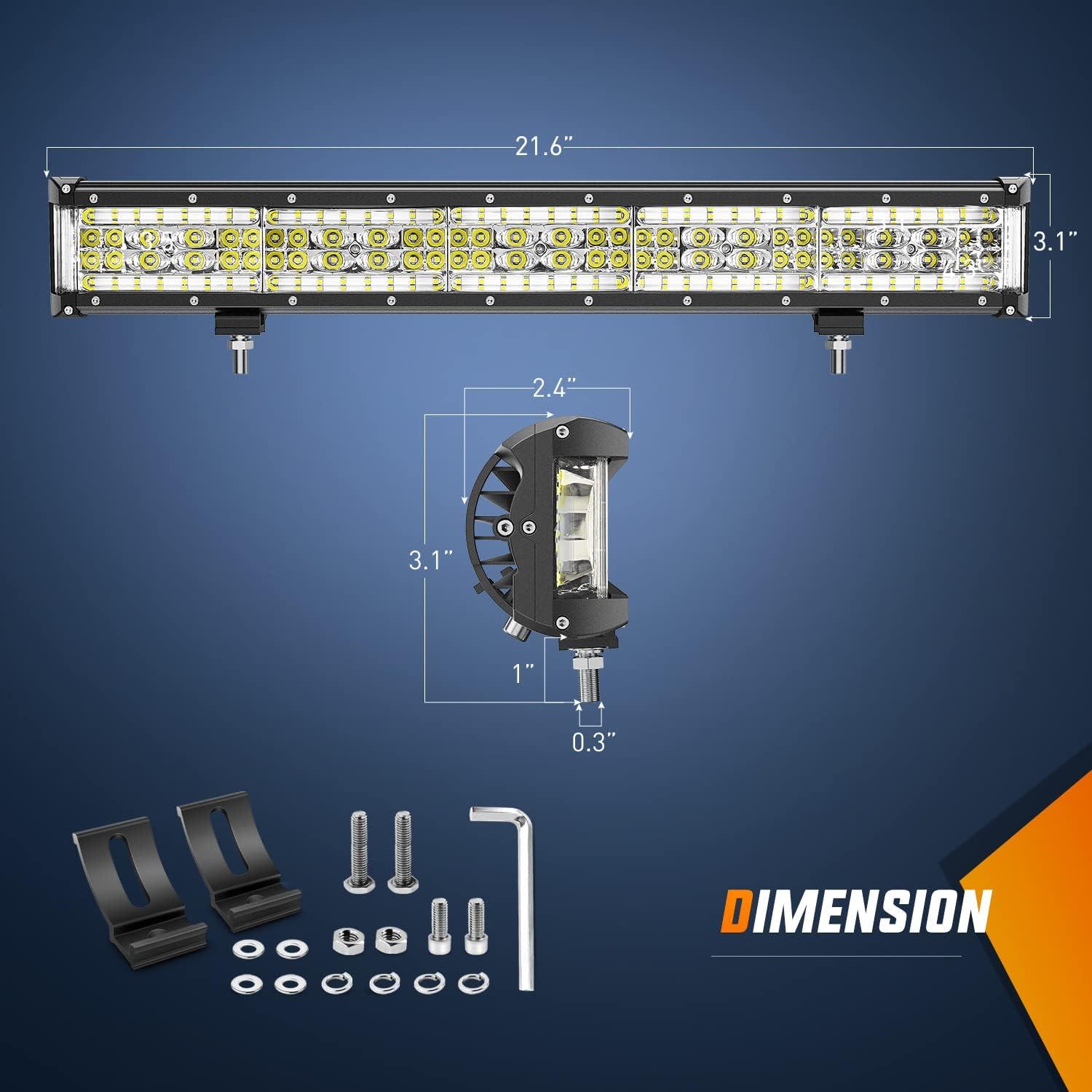 imageNilight  ZH006 LED Light Bar 20 Inch 126W Spot Flood Combo Led Off Road Lights with 16AWG Wiring Harness KitOne Lead 2 Years Warranty22Inch Side Shooter Light  Wiring harness