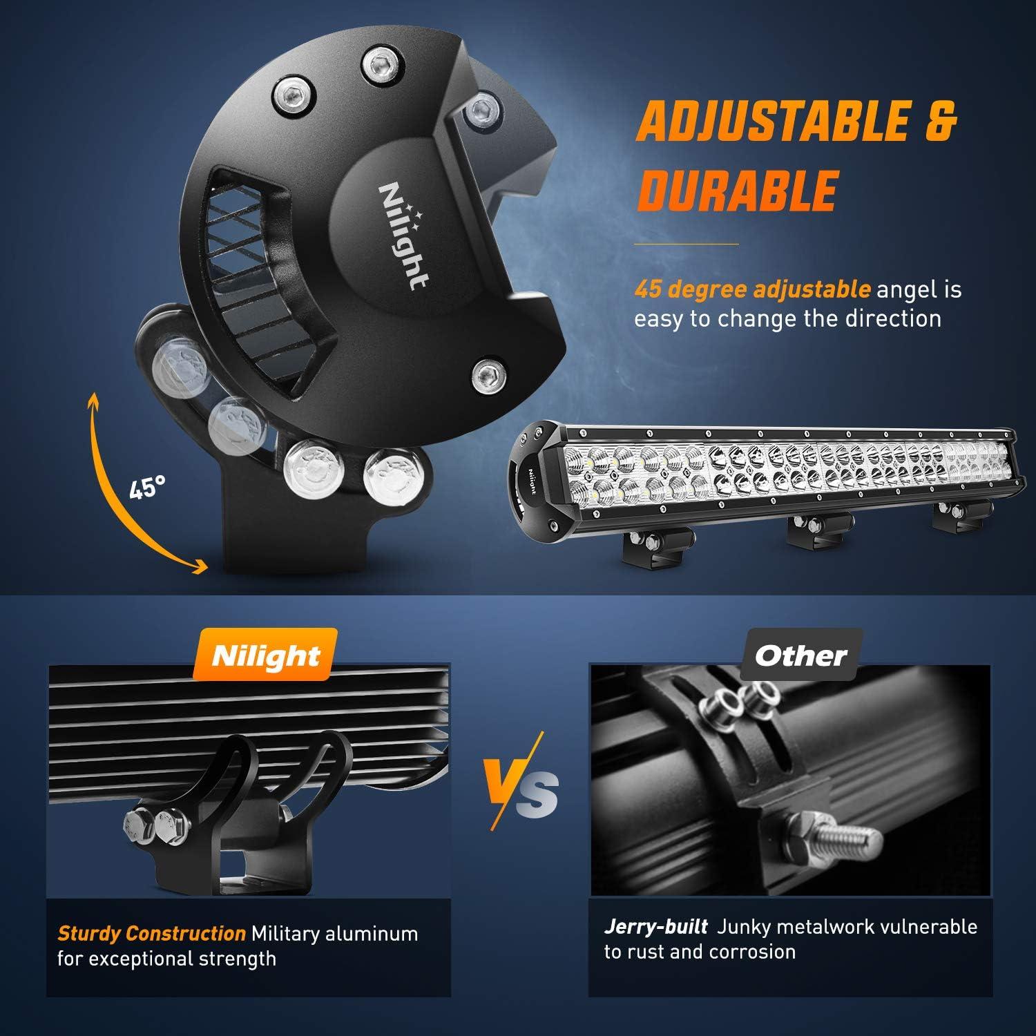 imageNilight  ZH405 LED Light Bar 25Inch 162W Spot Flood Combo Led Off Road Lights with Wiring Harness Kit 2 Years Warranty