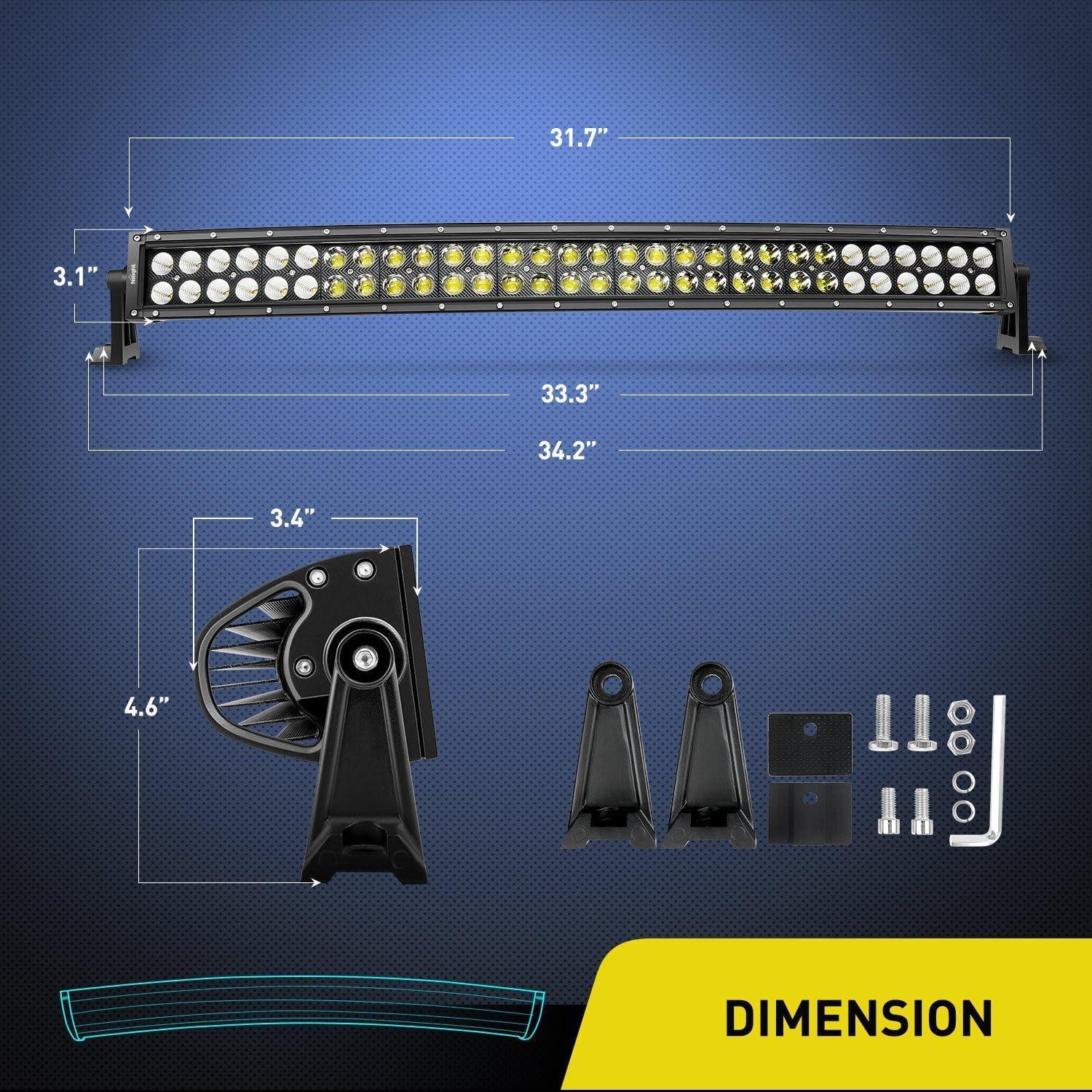 imageNilight  ZH410 32Inch 180W Curved LED Light Bar Work Light Spot Flood Combo Offroad Driving Lights with 16AWG Wiring Harness Kit 2 Year Warranty32Inch Curved 180W Light Wiring Harness