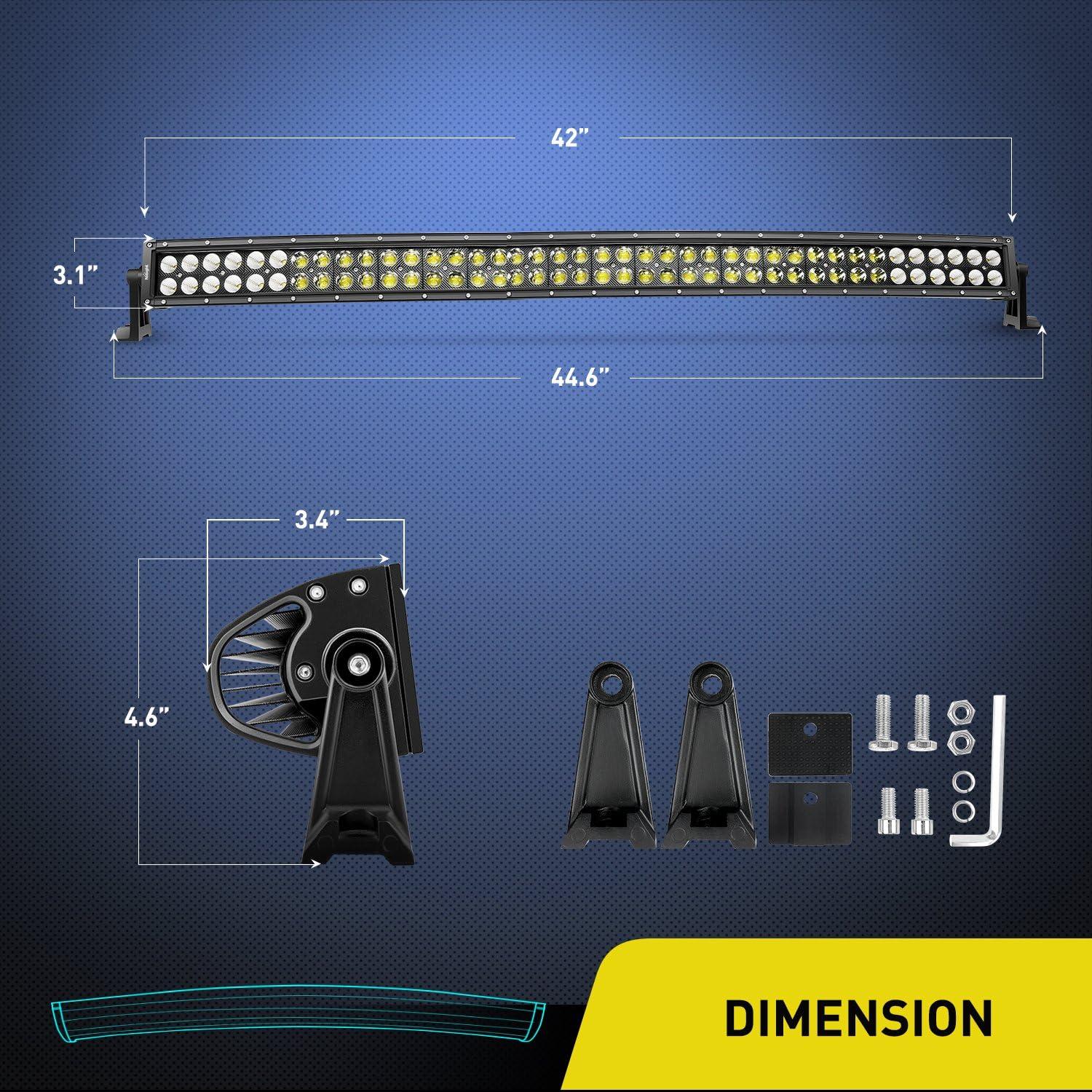 imageNilight  ZH410 32Inch 180W Curved LED Light Bar Work Light Spot Flood Combo Offroad Driving Lights with 16AWG Wiring Harness Kit 2 Year Warranty42Inch Curved 240W Light Wiring Harness