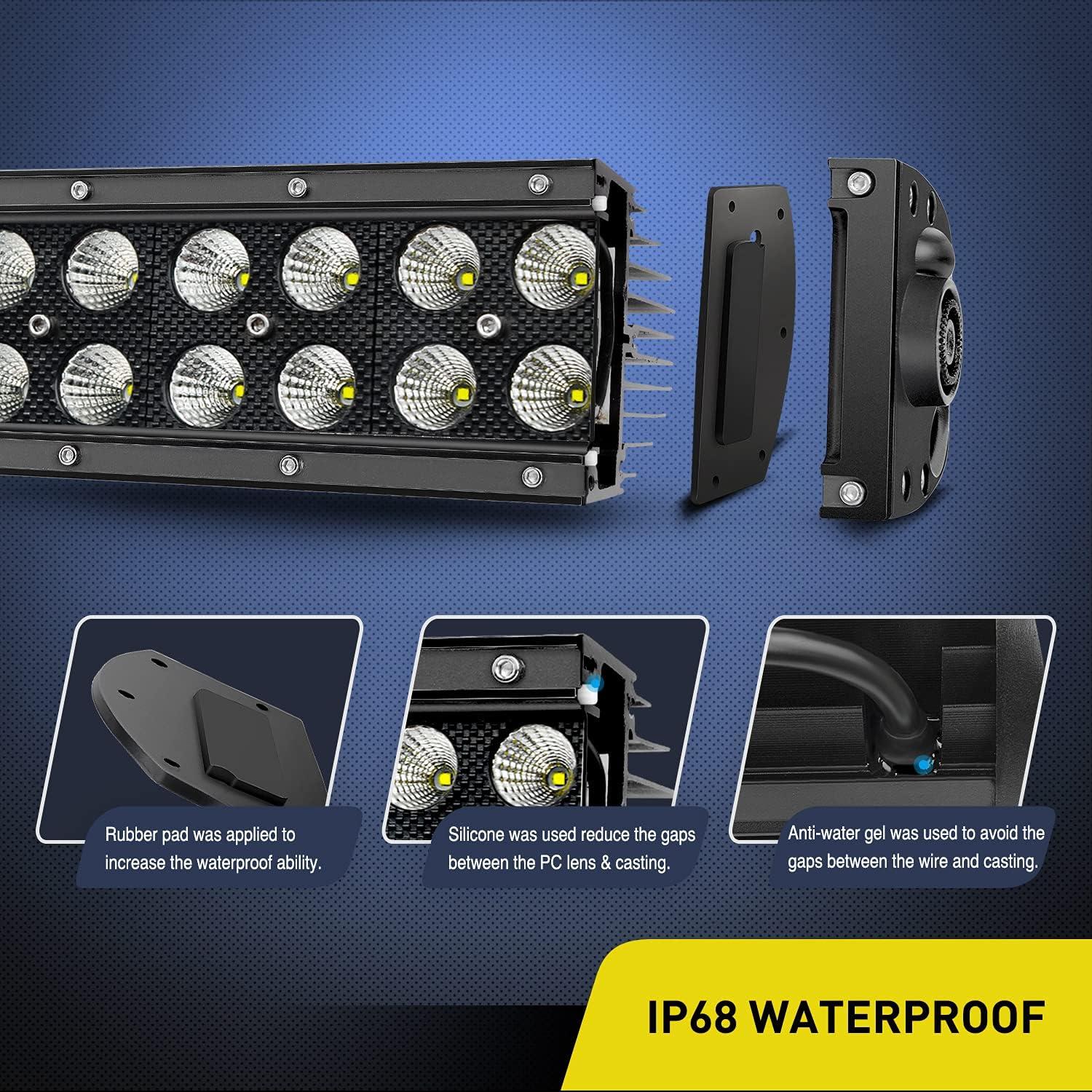 imageNilight  ZH410 32Inch 180W Curved LED Light Bar Work Light Spot Flood Combo Offroad Driving Lights with 16AWG Wiring Harness Kit 2 Year Warranty50Inch Curved Light with Wiring Harness