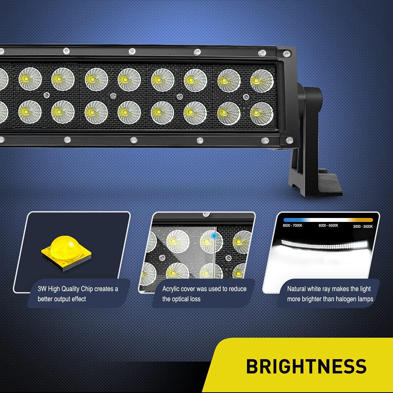 imageNilight  ZH410 32Inch 180W Curved LED Light Bar Work Light Spot Flood Combo Offroad Driving Lights with 16AWG Wiring Harness Kit 2 Year Warranty50Inch Curved Light with Wiring Harness