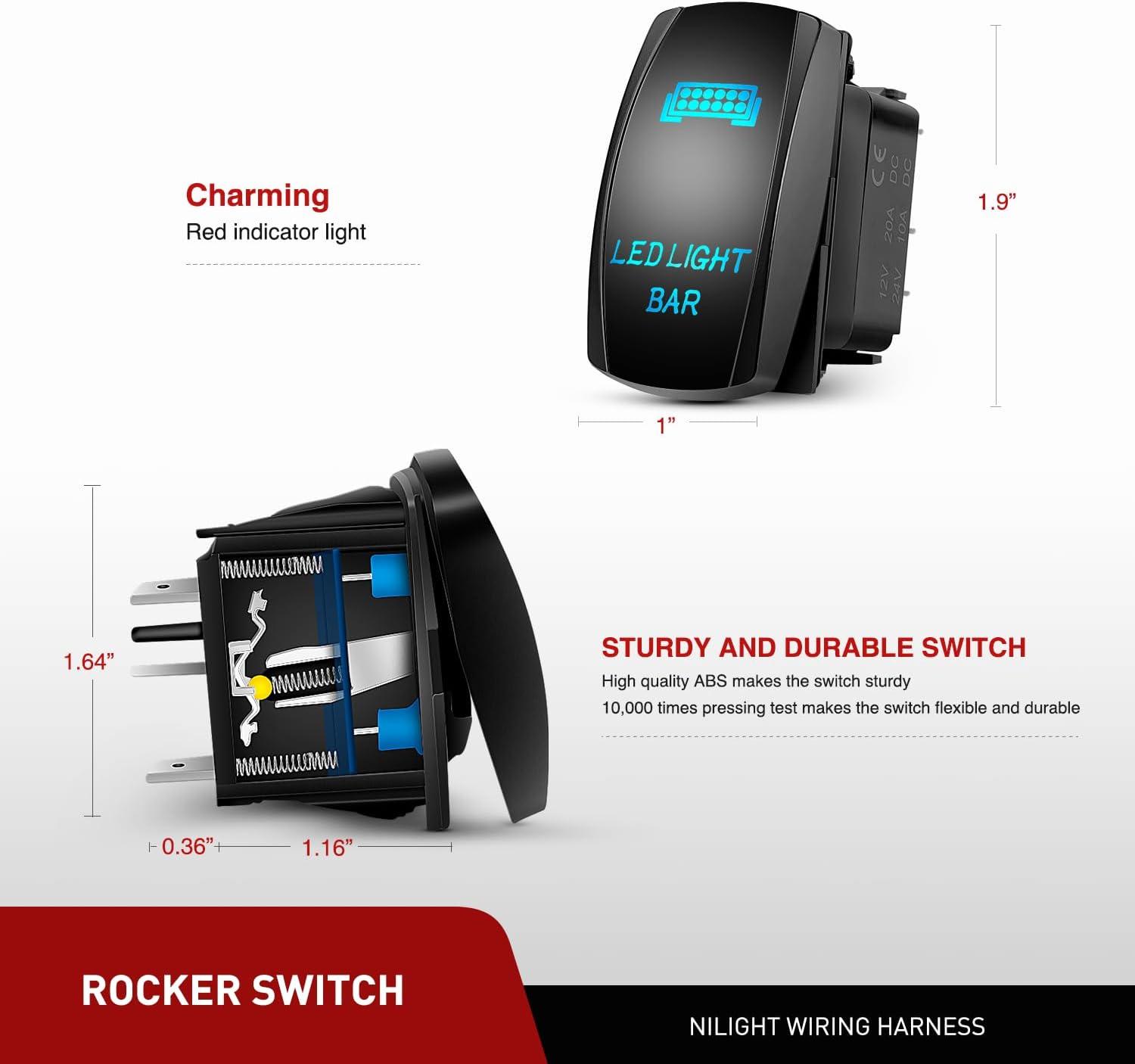 imageNilight  ZH410 32Inch 180W Curved LED Light Bar Work Light Spot Flood Combo Offroad Driving Lights with 16AWG Wiring Harness Kit 2 Year Warranty50Inch Curved Light with Wiring Harness