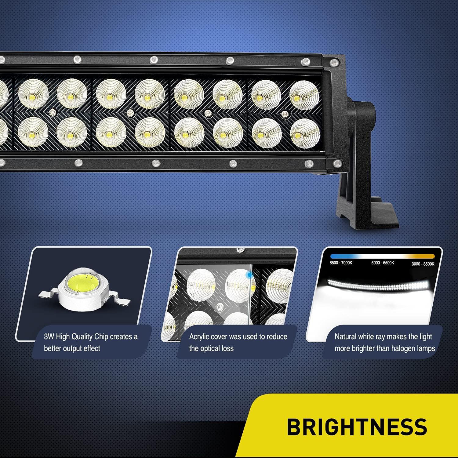 imageNilight  ZH410 32Inch 180W Curved LED Light Bar Work Light Spot Flood Combo Offroad Driving Lights with 16AWG Wiring Harness Kit 2 Year Warranty54Inch Curved 312W Light Wiring Harness