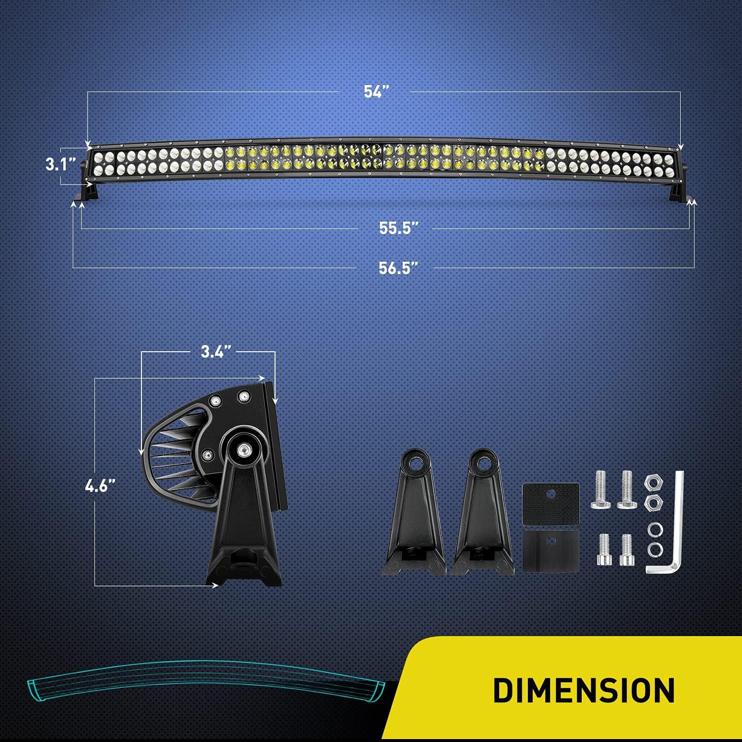 imageNilight  ZH410 32Inch 180W Curved LED Light Bar Work Light Spot Flood Combo Offroad Driving Lights with 16AWG Wiring Harness Kit 2 Year Warranty54Inch Curved 312W Light Wiring Harness