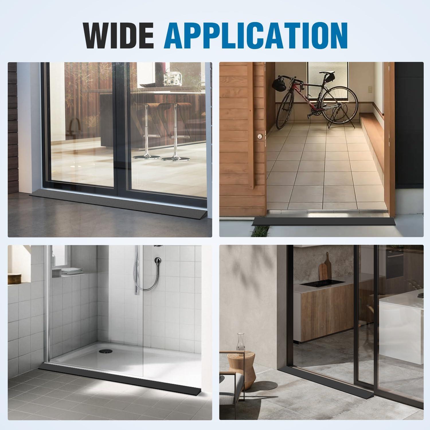 imageNilight 06quot Rise Threshold Ramp for doorways 394quot Wide Low Profile Cuttable Rubber Wheelchair Access Door Ramp for Doorway Curb Home Steps Bathroom12 Rise