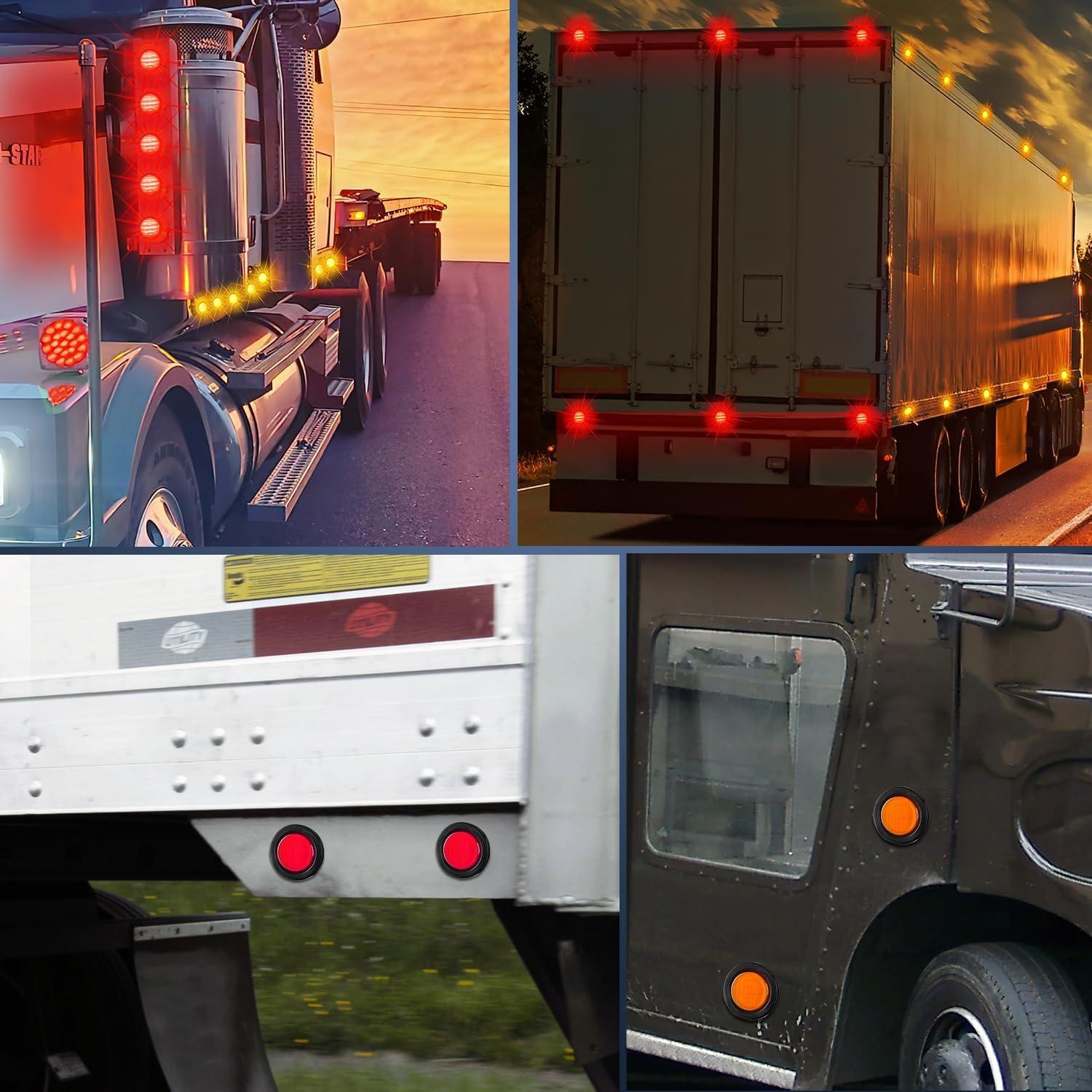 imageNilight 10 PCS 34 Inch Round Mini LED Clearance Light LED Front Rear Side Marker Indicator Light Bullet Marker Light for Truck RV Car Bus Trailer Van Caravan Boat 12V RedAmberRedAmber 4cs