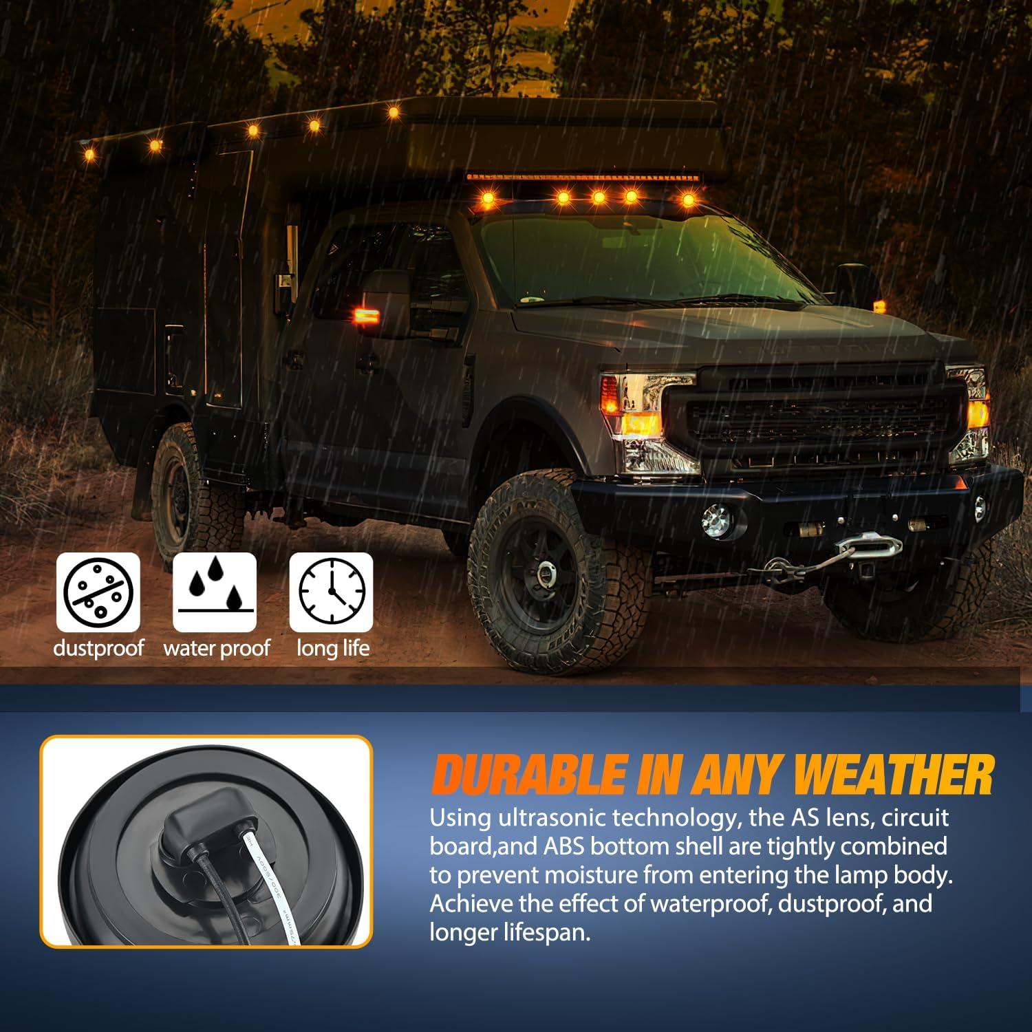 imageNilight 10 PCS 34 Inch Round Mini LED Clearance Light LED Front Rear Side Marker Indicator Light Bullet Marker Light for Truck RV Car Bus Trailer Van Caravan Boat 12V RedAmberAmber 2cs