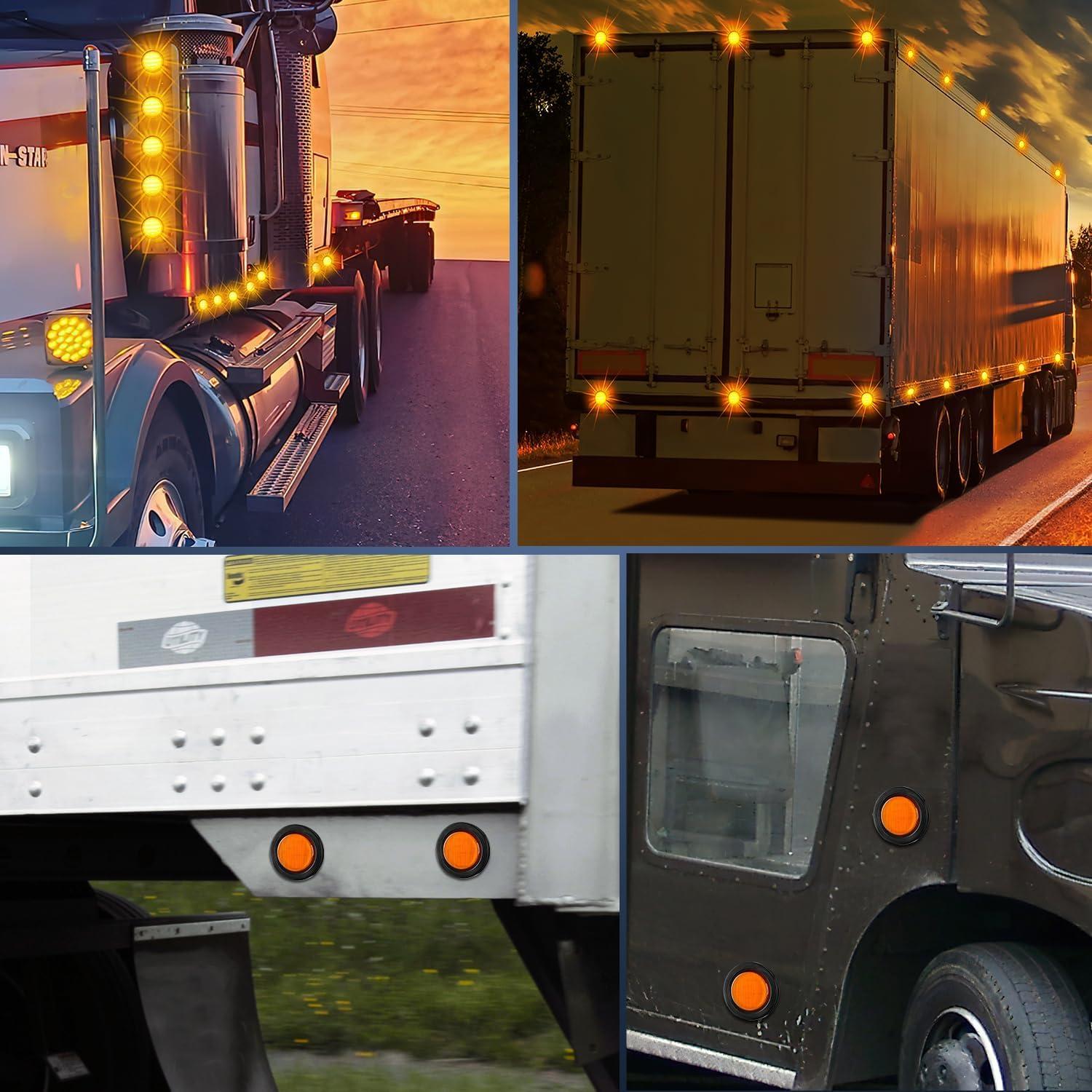 imageNilight 10 PCS 34 Inch Round Mini LED Clearance Light LED Front Rear Side Marker Indicator Light Bullet Marker Light for Truck RV Car Bus Trailer Van Caravan Boat 12V RedAmberAmber 2cs