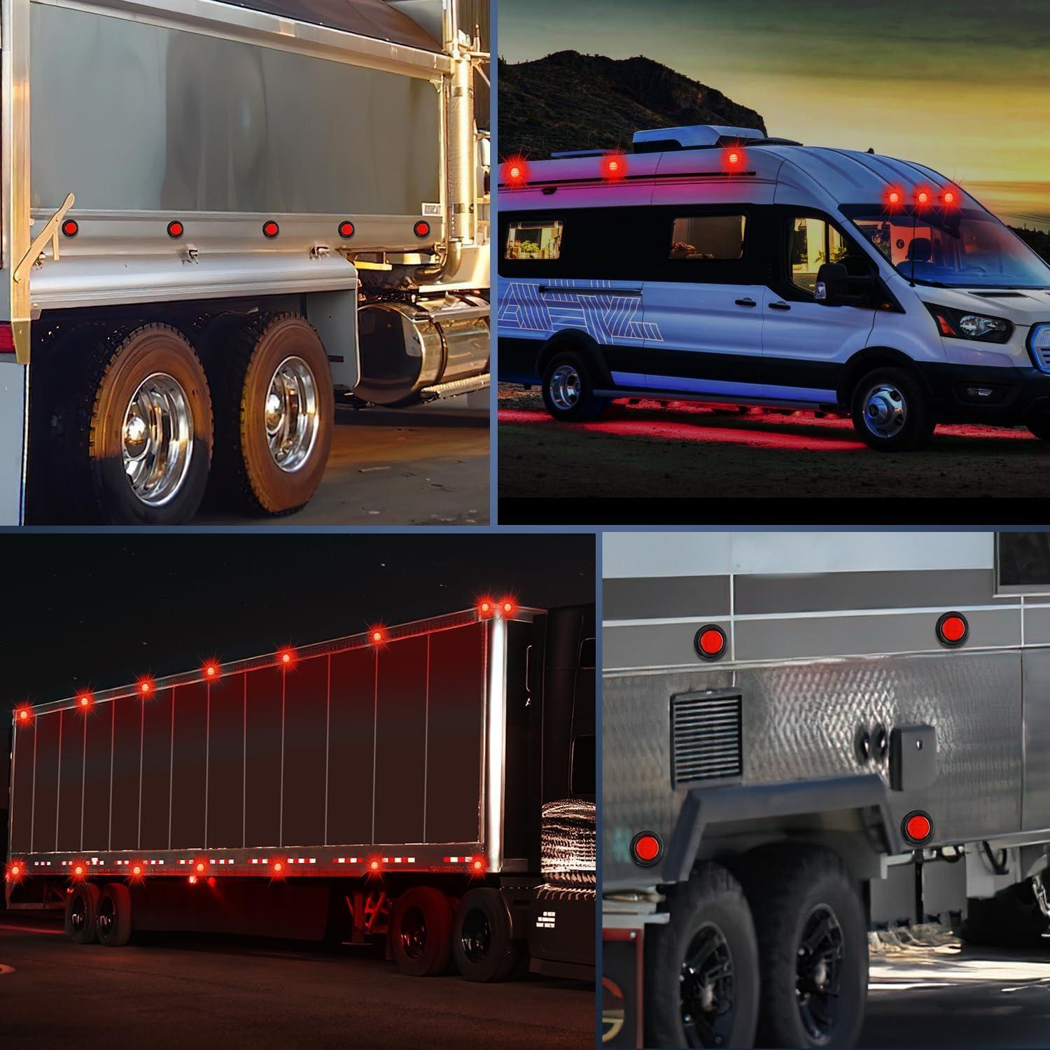 imageNilight 10 PCS 34 Inch Round Mini LED Clearance Light LED Front Rear Side Marker Indicator Light Bullet Marker Light for Truck RV Car Bus Trailer Van Caravan Boat 12V RedAmberRed 2cs