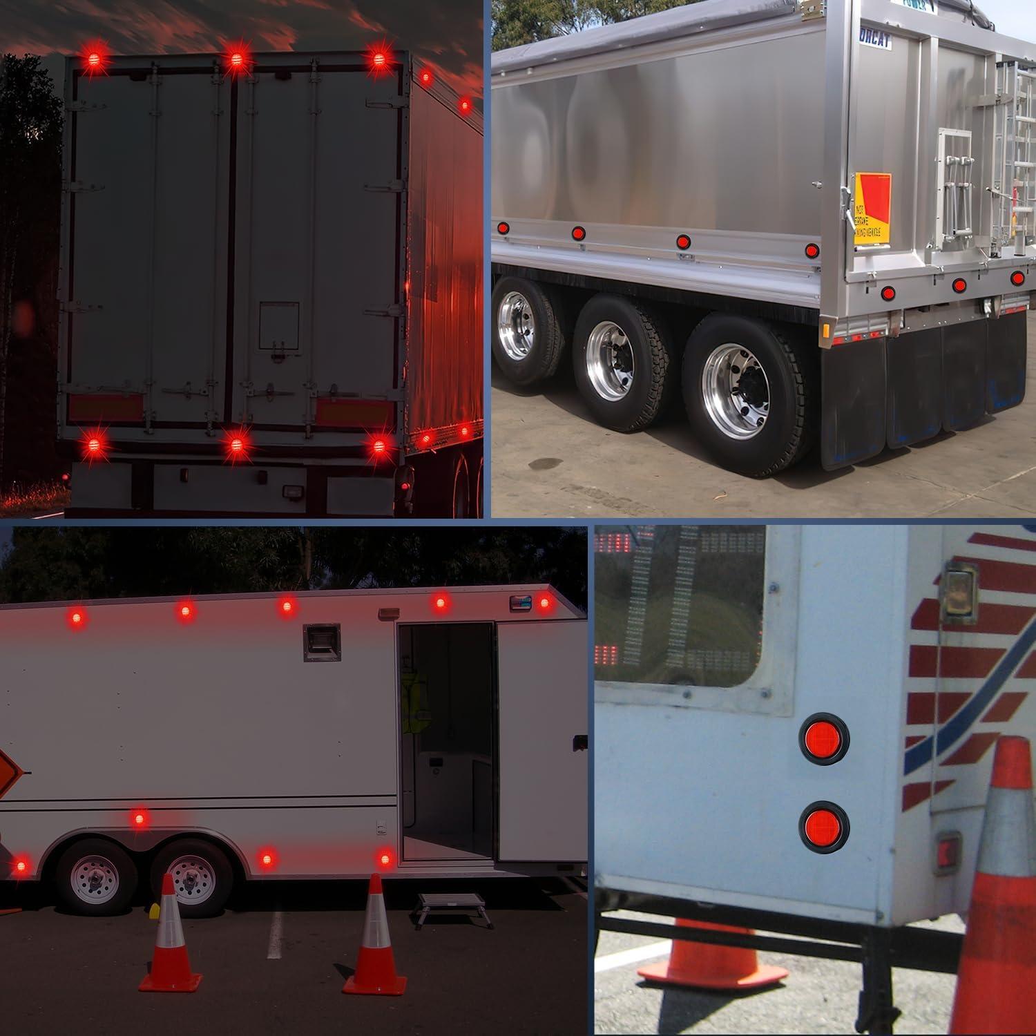 imageNilight 10 PCS 34 Inch Round Mini LED Clearance Light LED Front Rear Side Marker Indicator Light Bullet Marker Light for Truck RV Car Bus Trailer Van Caravan Boat 12V RedAmberRed 4cs