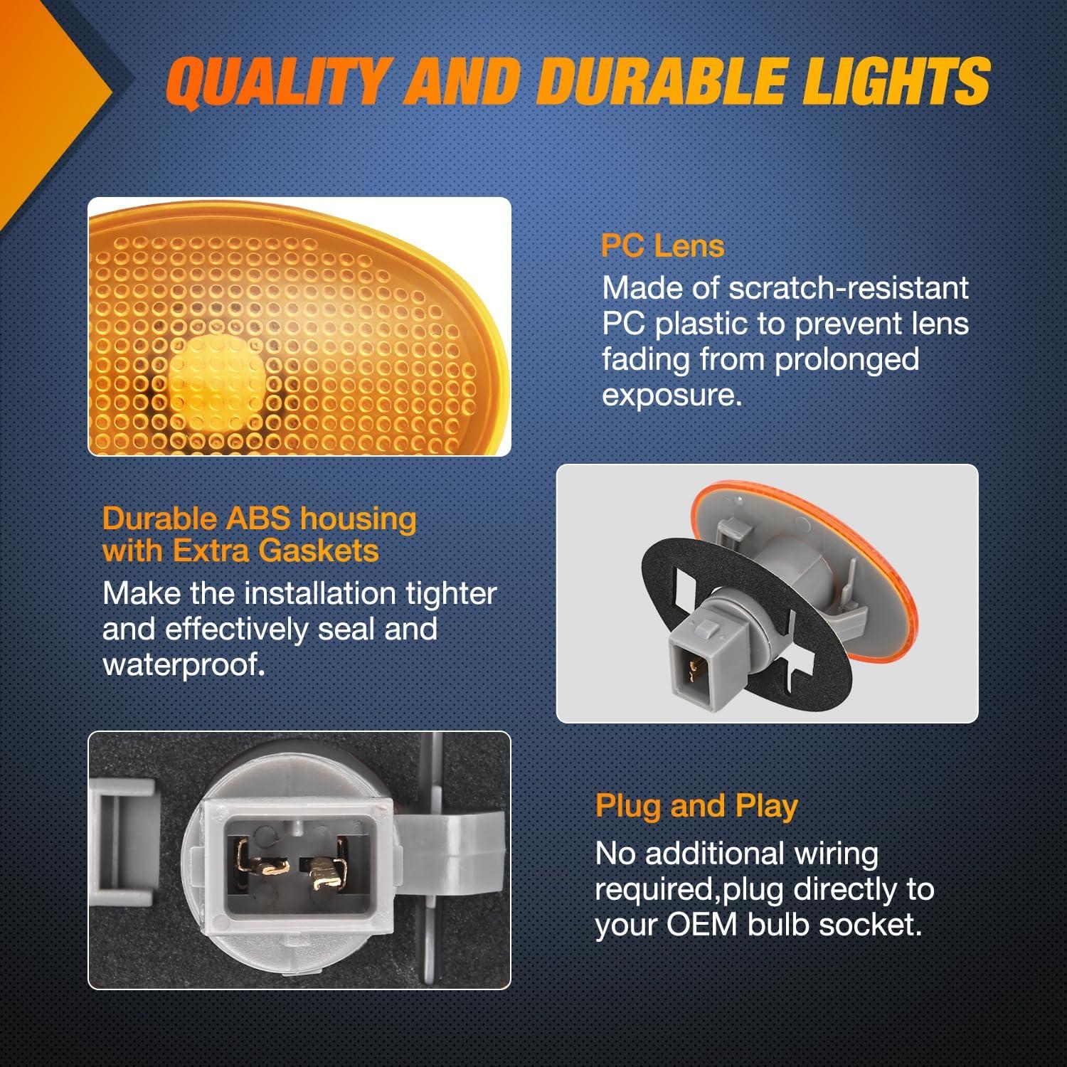 imageNilight 10 PCS Amber Red 38 Inch 6 LED Side Marker Front Rear Indicator Clearance Lamp for 12V Truck Trailer RV Cab Boat Bus LorryAmberRed F350 450 550 19992010