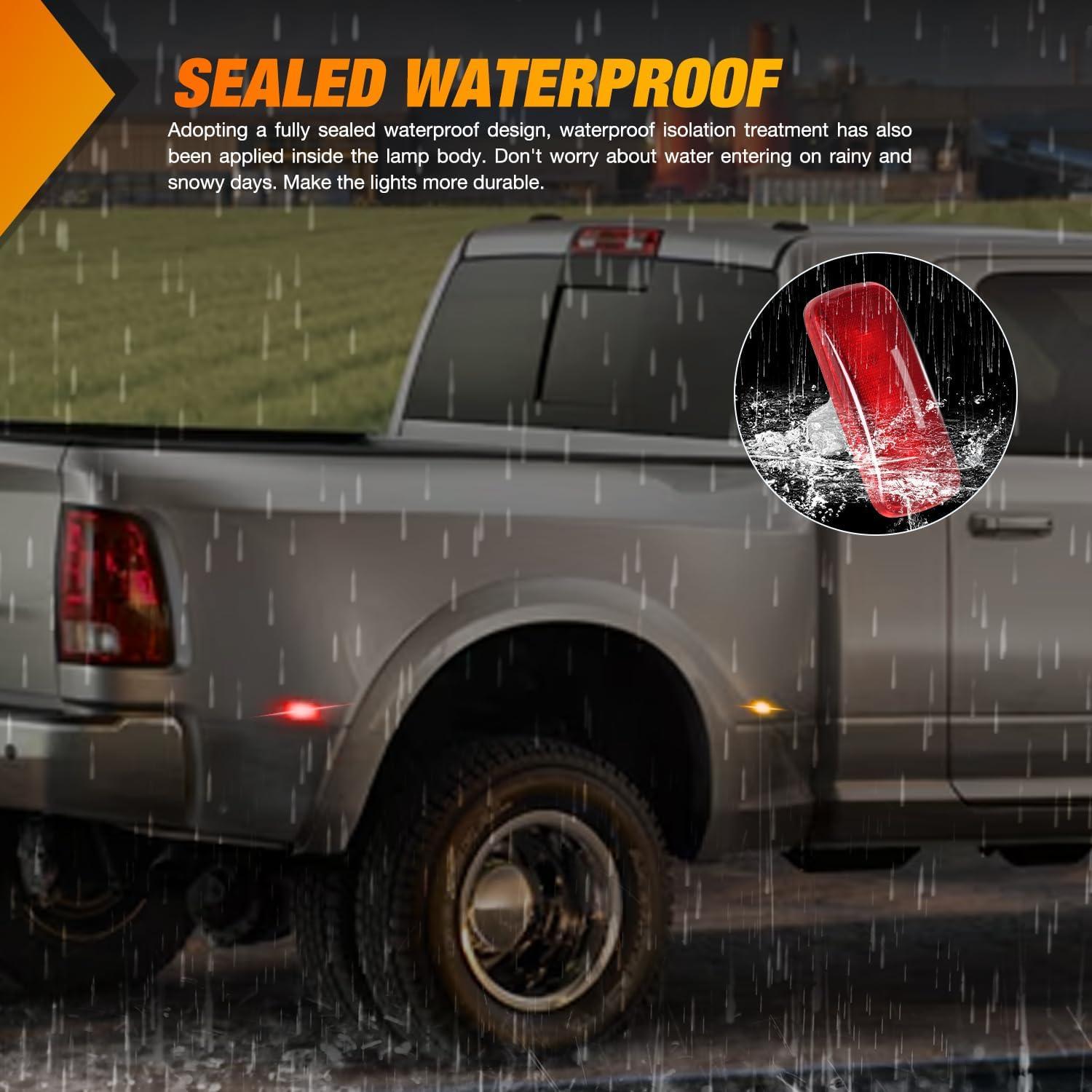 imageNilight 10 PCS Amber Red 38 Inch 6 LED Side Marker Front Rear Indicator Clearance Lamp for 12V Truck Trailer RV Cab Boat Bus LorryAmberRed Ram 2500 3500 20102018