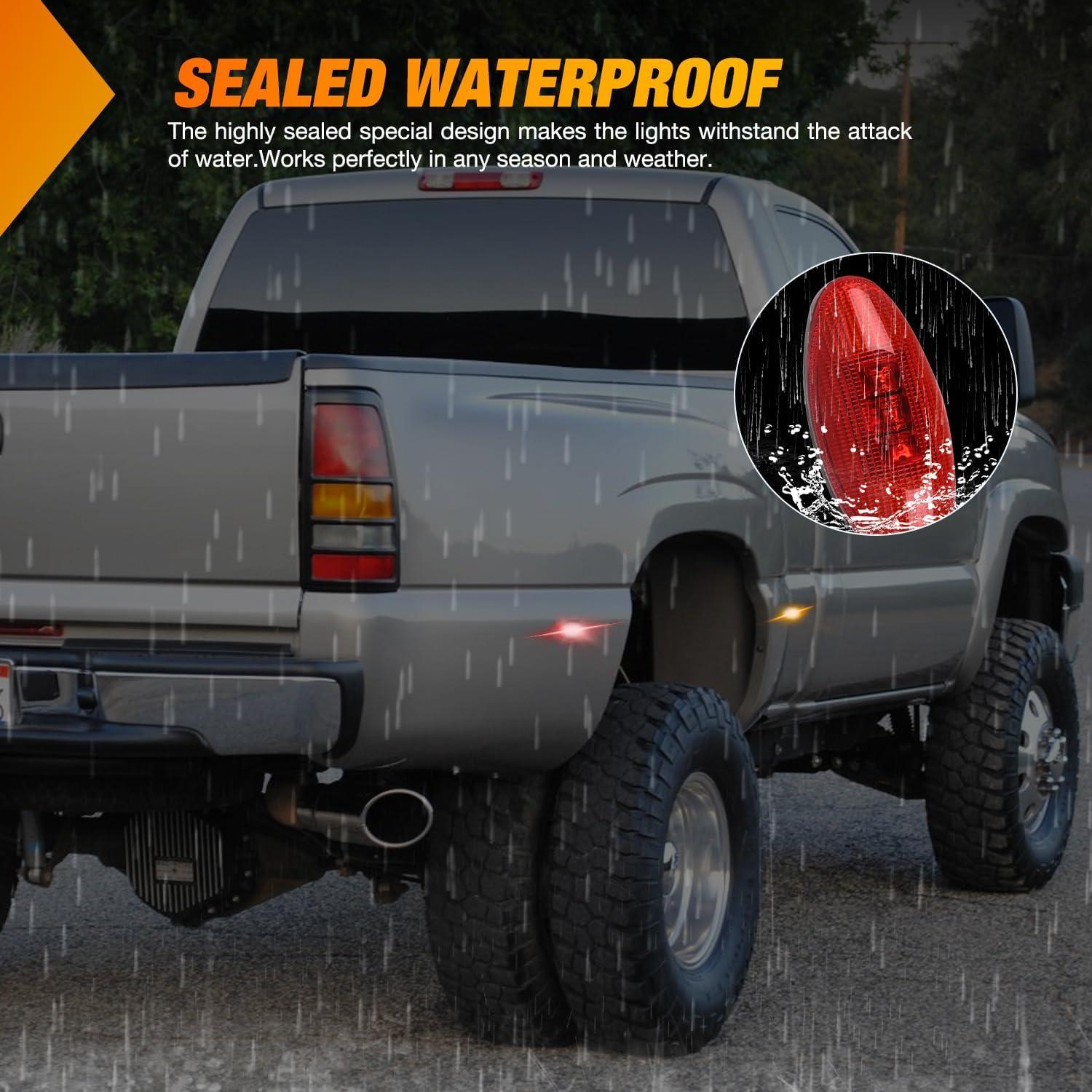 imageNilight 10 PCS Amber Red 38 Inch 6 LED Side Marker Front Rear Indicator Clearance Lamp for 12V Truck Trailer RV Cab Boat Bus LorryAmberRed SilveradoSierra 20012014