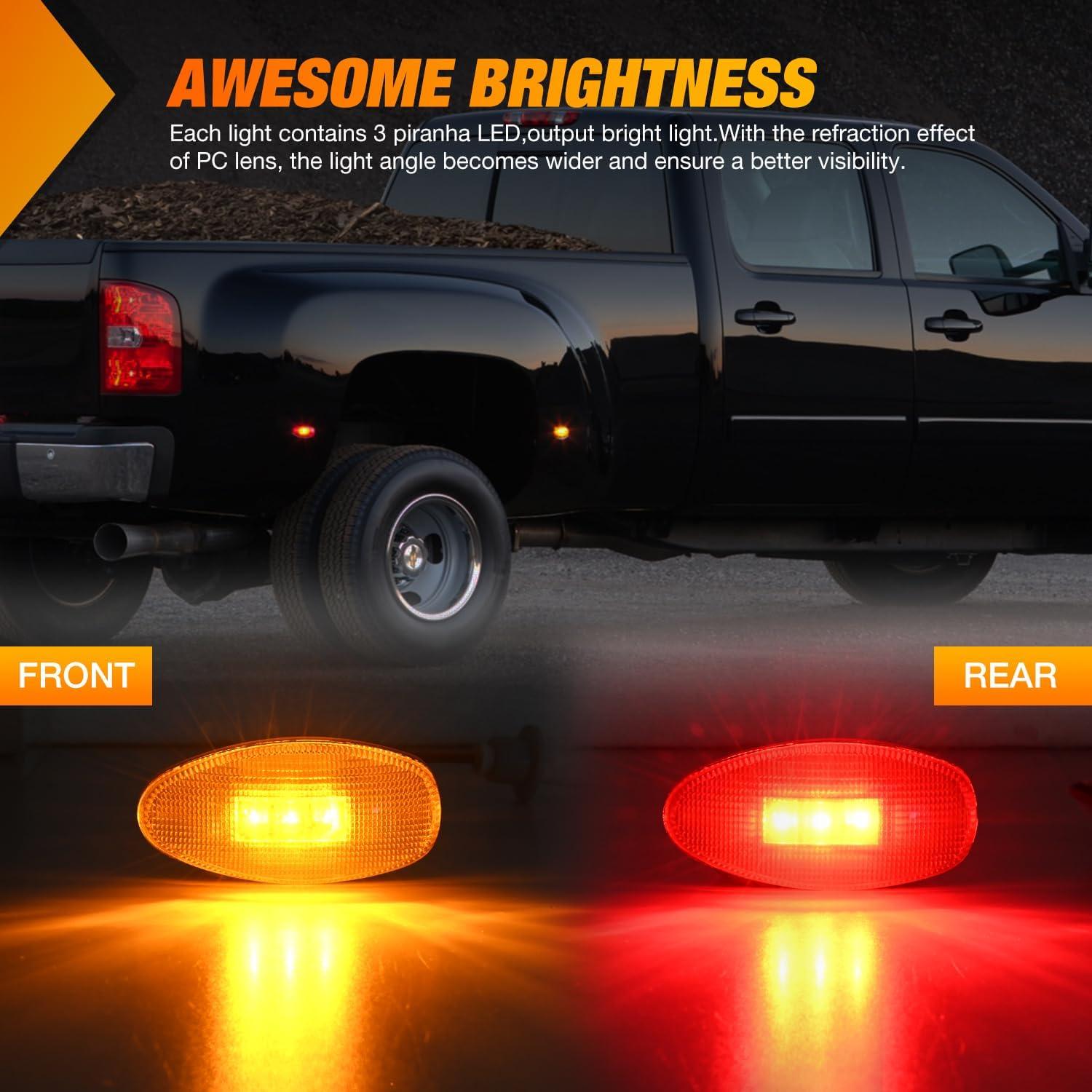 imageNilight 10 PCS Amber Red 38 Inch 6 LED Side Marker Front Rear Indicator Clearance Lamp for 12V Truck Trailer RV Cab Boat Bus LorryAmberRed SilveradoSierra 20012014