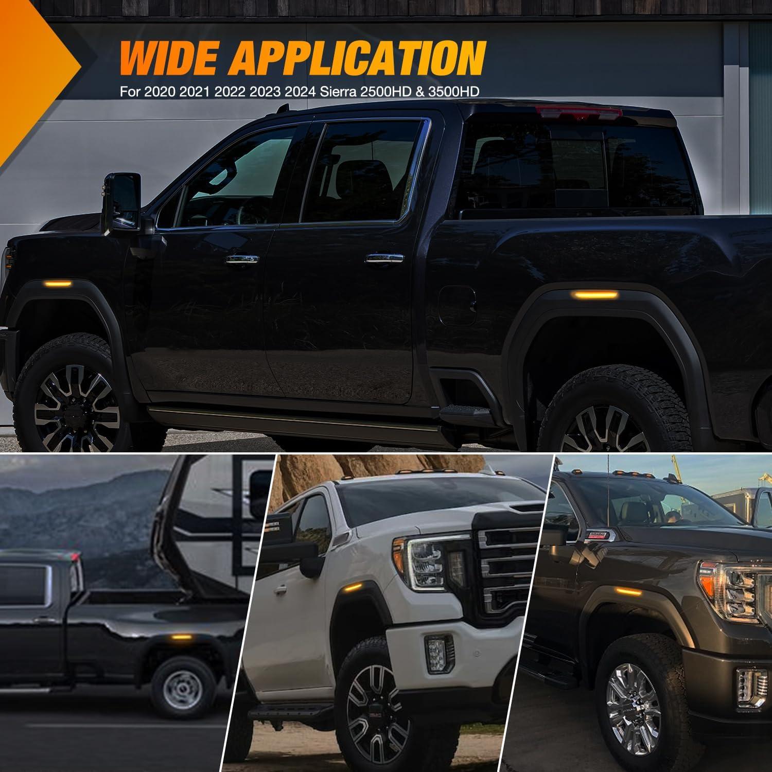 imageNilight 10 PCS Amber Red 38 Inch 6 LED Side Marker Front Rear Indicator Clearance Lamp for 12V Truck Trailer RV Cab Boat Bus LorrySmoked Amber Sierra 2500HD 3500HD 20202024