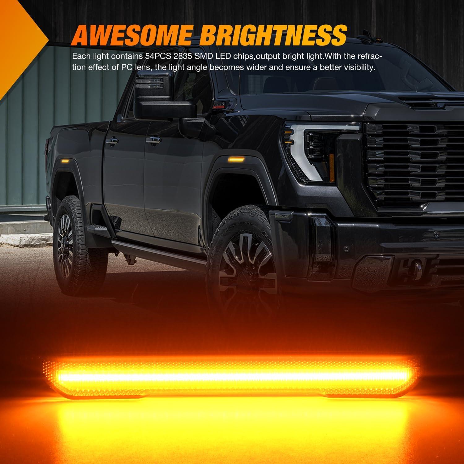 imageNilight 10 PCS Amber Red 38 Inch 6 LED Side Marker Front Rear Indicator Clearance Lamp for 12V Truck Trailer RV Cab Boat Bus LorrySmoked Amber Sierra 2500HD 3500HD 20202024