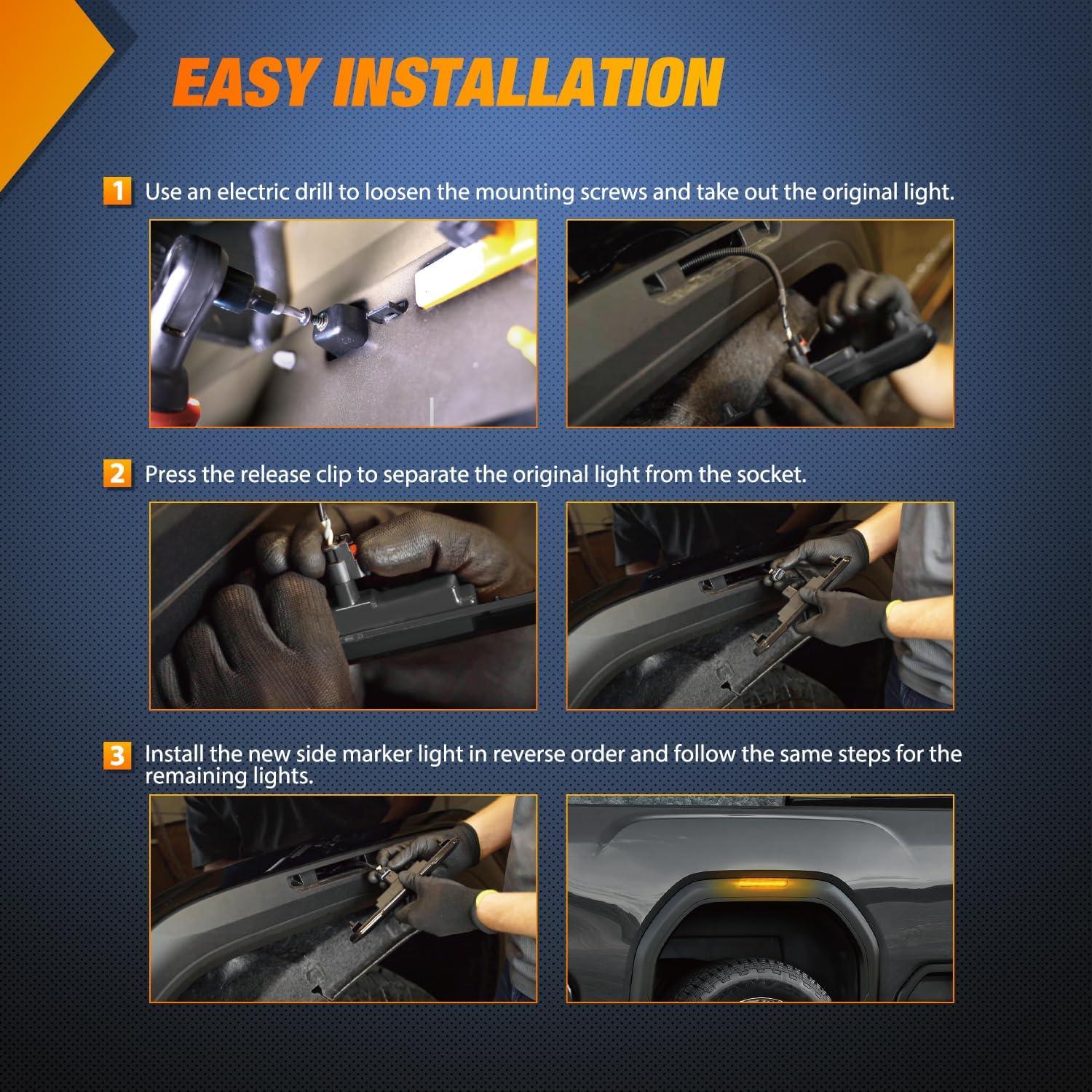 imageNilight 10 PCS Amber Red 38 Inch 6 LED Side Marker Front Rear Indicator Clearance Lamp for 12V Truck Trailer RV Cab Boat Bus LorrySmoked Amber Sierra 2500HD 3500HD 20202024