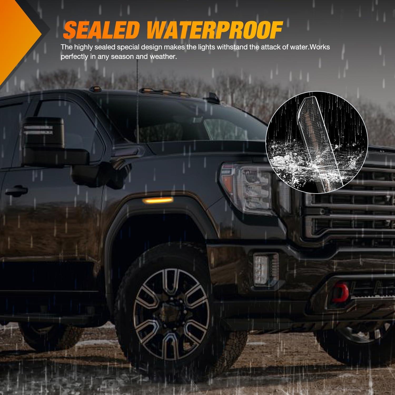 imageNilight 10 PCS Amber Red 38 Inch 6 LED Side Marker Front Rear Indicator Clearance Lamp for 12V Truck Trailer RV Cab Boat Bus LorrySmoked Amber Sierra 2500HD 3500HD 20202024