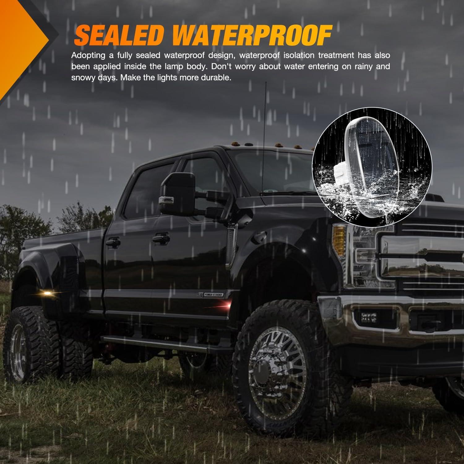 imageNilight 10 PCS Amber Red 38 Inch 6 LED Side Marker Front Rear Indicator Clearance Lamp for 12V Truck Trailer RV Cab Boat Bus LorrySmoked AmberRed F250 350 450 550 20112022