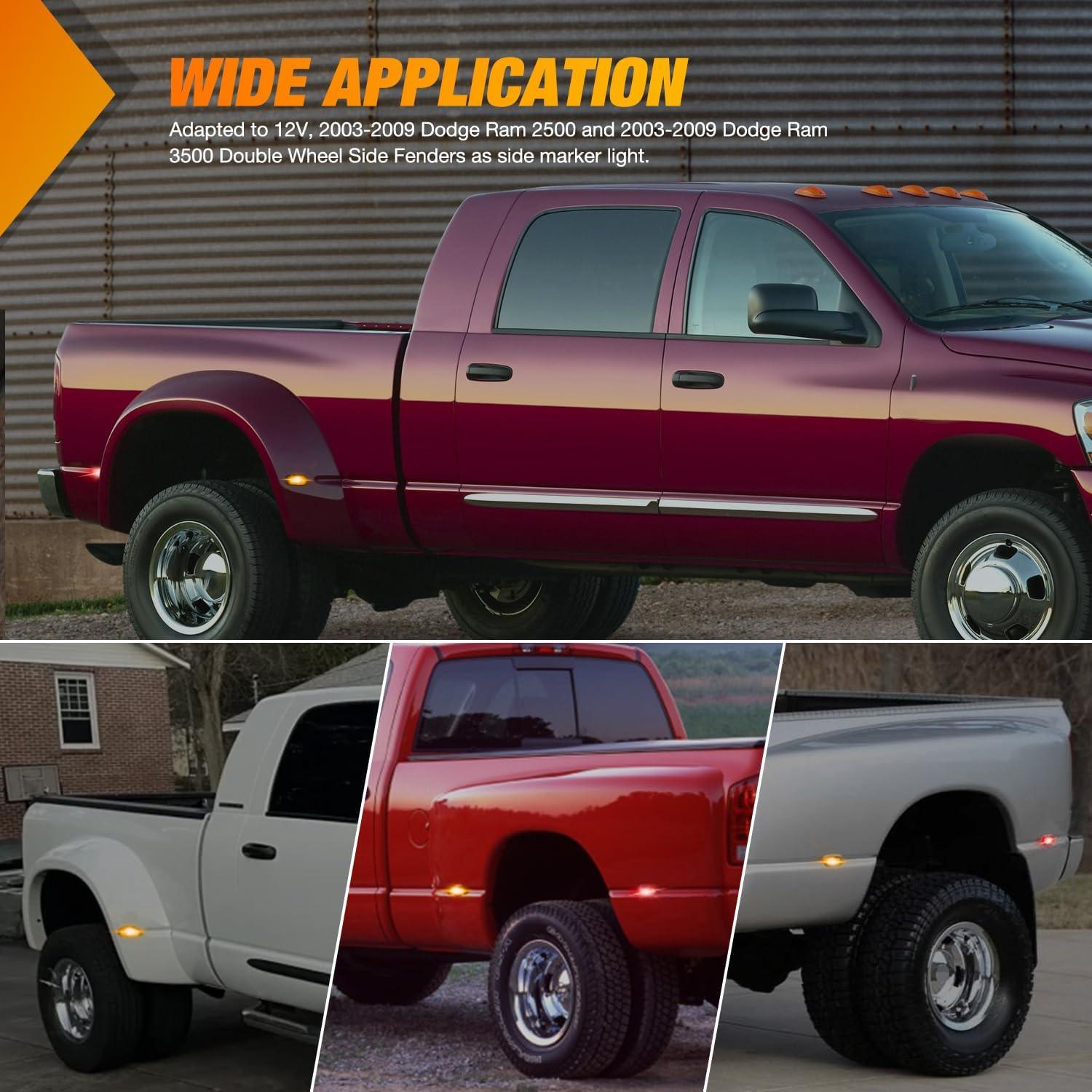 imageNilight 10 PCS Amber Red 38 Inch 6 LED Side Marker Front Rear Indicator Clearance Lamp for 12V Truck Trailer RV Cab Boat Bus LorrySmoked AmberRed Ram 1500 2500 3500 20032009