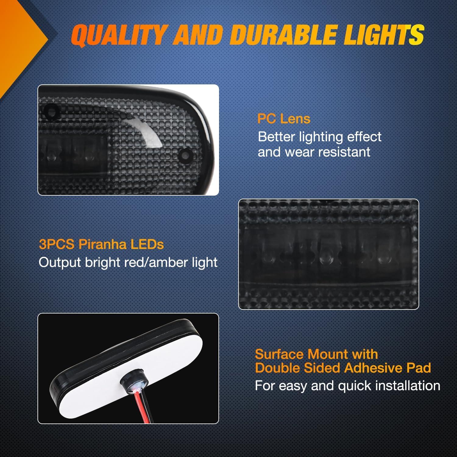 imageNilight 10 PCS Amber Red 38 Inch 6 LED Side Marker Front Rear Indicator Clearance Lamp for 12V Truck Trailer RV Cab Boat Bus LorrySmoked AmberRed Ram 1500 2500 3500 20032009