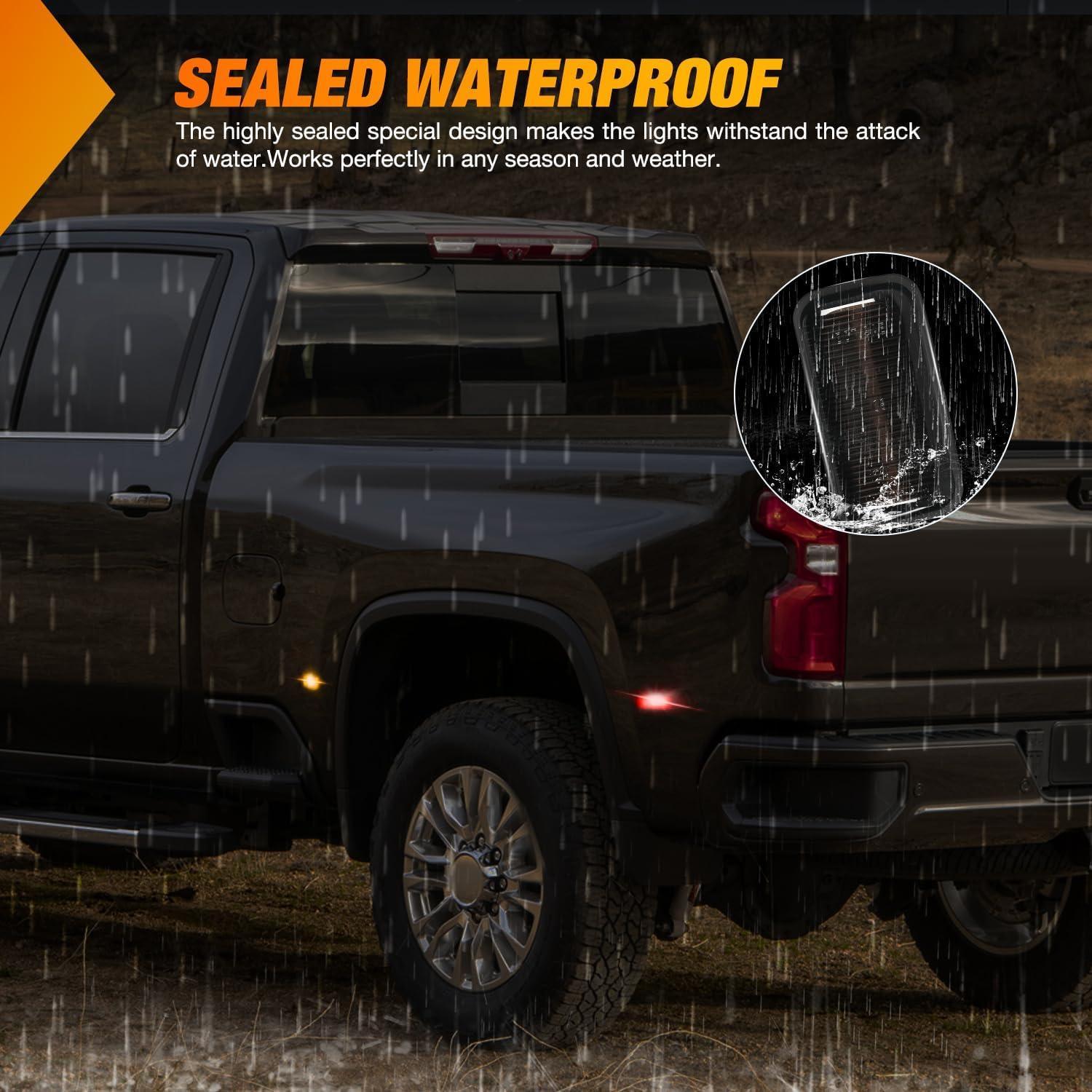 imageNilight 10 PCS Amber Red 38 Inch 6 LED Side Marker Front Rear Indicator Clearance Lamp for 12V Truck Trailer RV Cab Boat Bus LorrySmoked AmberRed SilveradoSierra 20152020