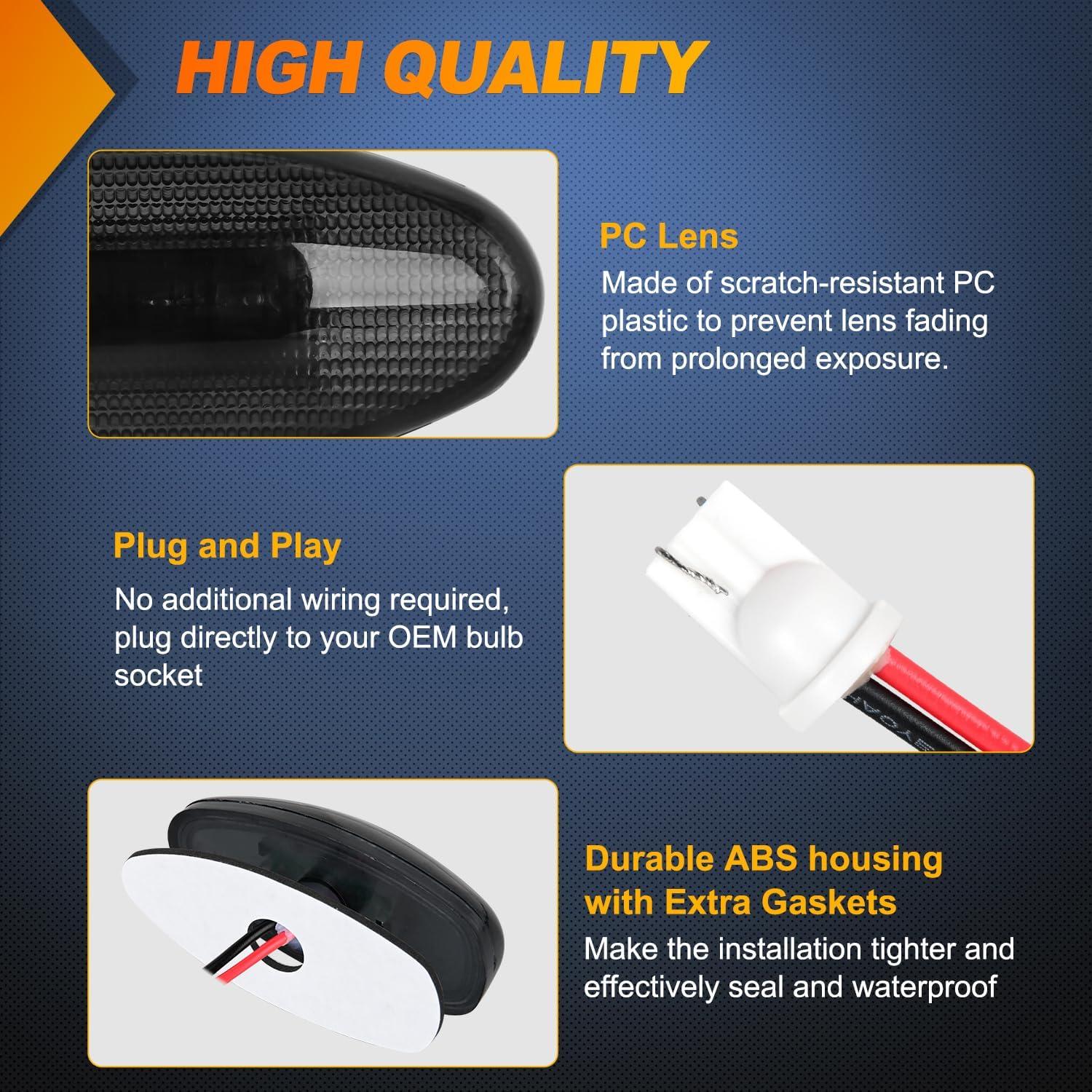 imageNilight 10 PCS Amber Red 38 Inch 6 LED Side Marker Front Rear Indicator Clearance Lamp for 12V Truck Trailer RV Cab Boat Bus LorrySmoked AmberRed SilveradoSierra 20012014