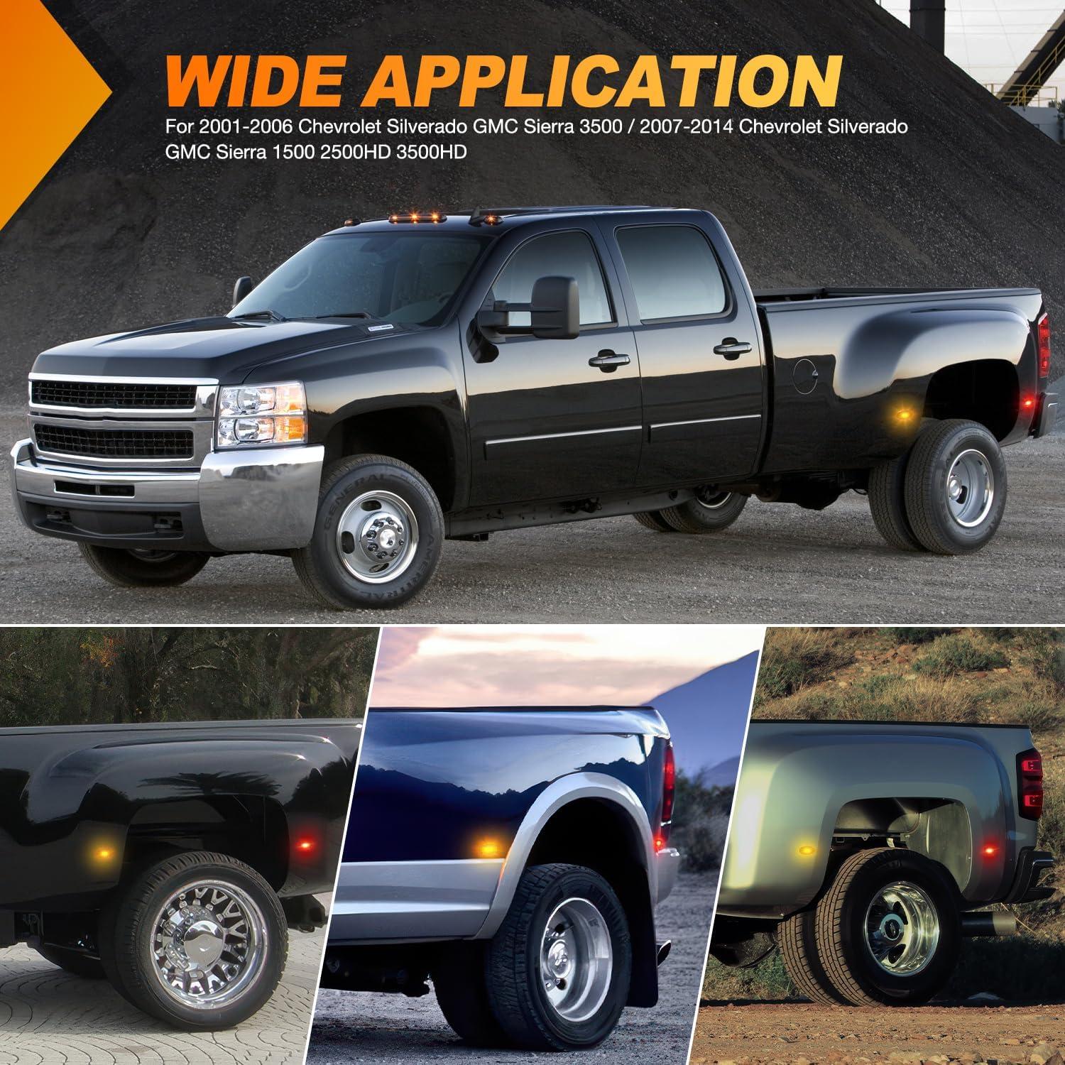 imageNilight 10 PCS Amber Red 38 Inch 6 LED Side Marker Front Rear Indicator Clearance Lamp for 12V Truck Trailer RV Cab Boat Bus LorrySmoked AmberRed SilveradoSierra 20012014