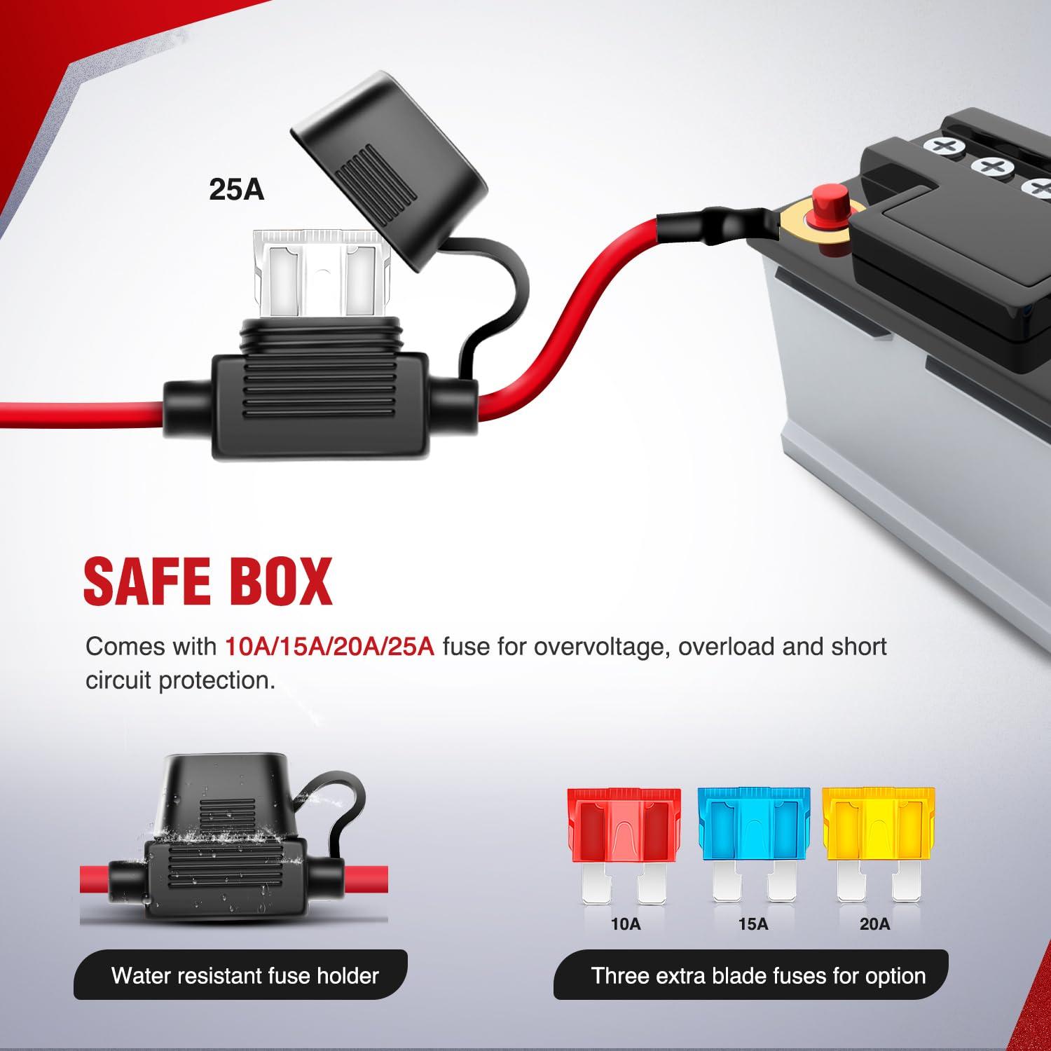 imageNilight 10014W LED Light Bar Wiring Harness Kit 14AWG Heavy Duty 12V 5Pin Rocker Laser On Off Waterproof Switch Power Relay Blade Fuse1 Lead 2 Years Warranty14AWG Wiring Harness 3 Leads