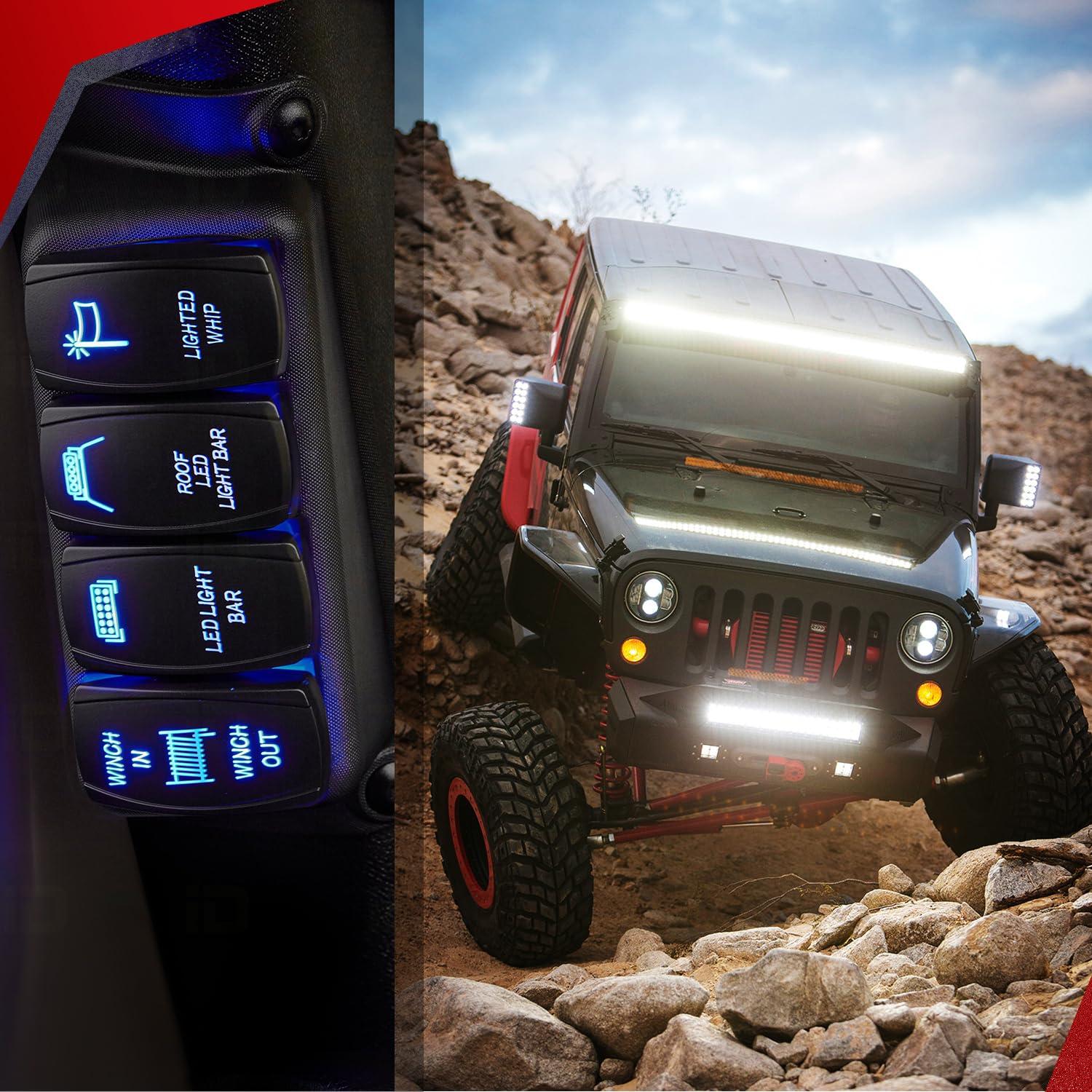 imageNilight 10014W LED Light Bar Wiring Harness Kit 14AWG Heavy Duty 12V 5Pin Rocker Laser On Off Waterproof Switch Power Relay Blade Fuse1 Lead 2 Years Warranty14AWG Wiring Harness 3 Leads