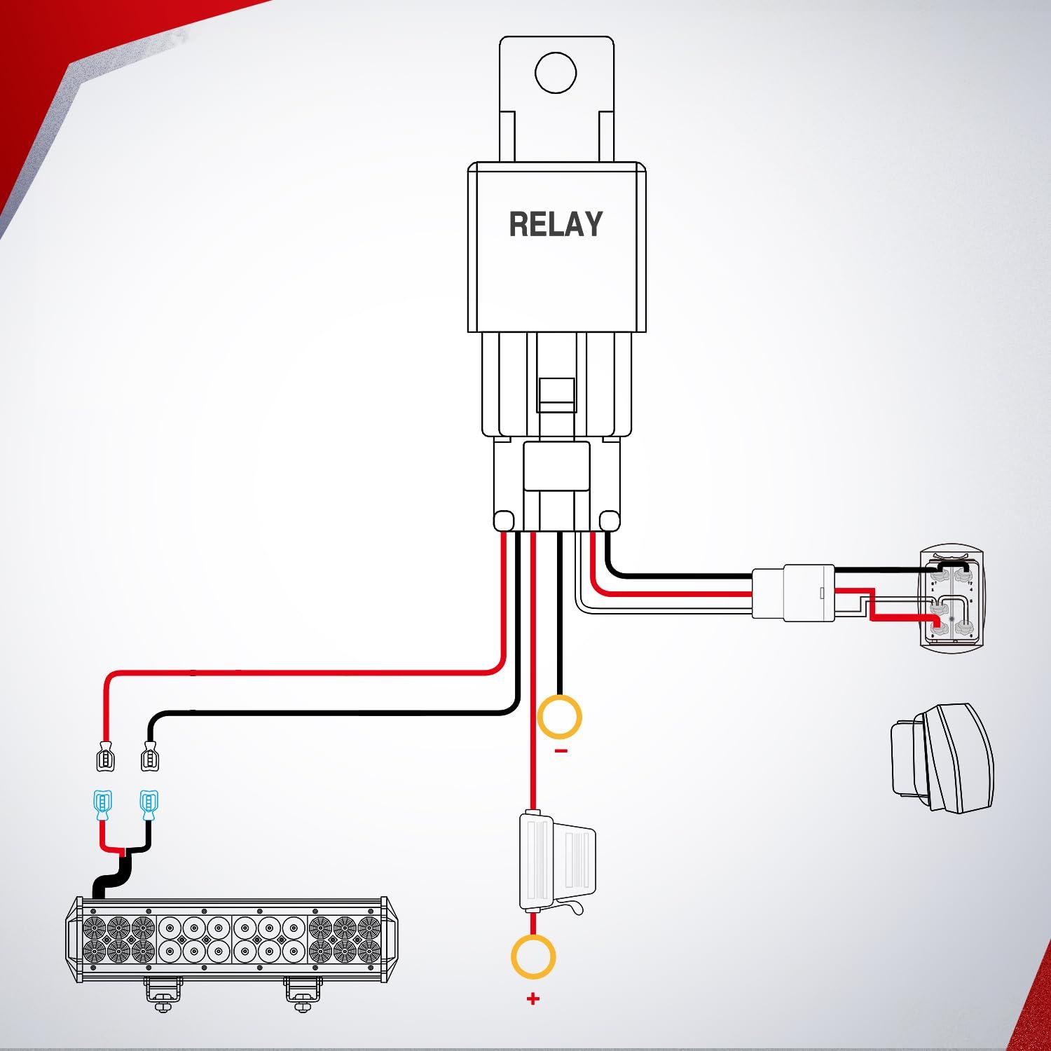 imageNilight 10014W LED Light Bar Wiring Harness Kit 14AWG Heavy Duty 12V 5Pin Rocker Laser On Off Waterproof Switch Power Relay Blade Fuse1 Lead 2 Years Warranty14AWG Wiring Harness 1 Lead w Nylon Wire Loom