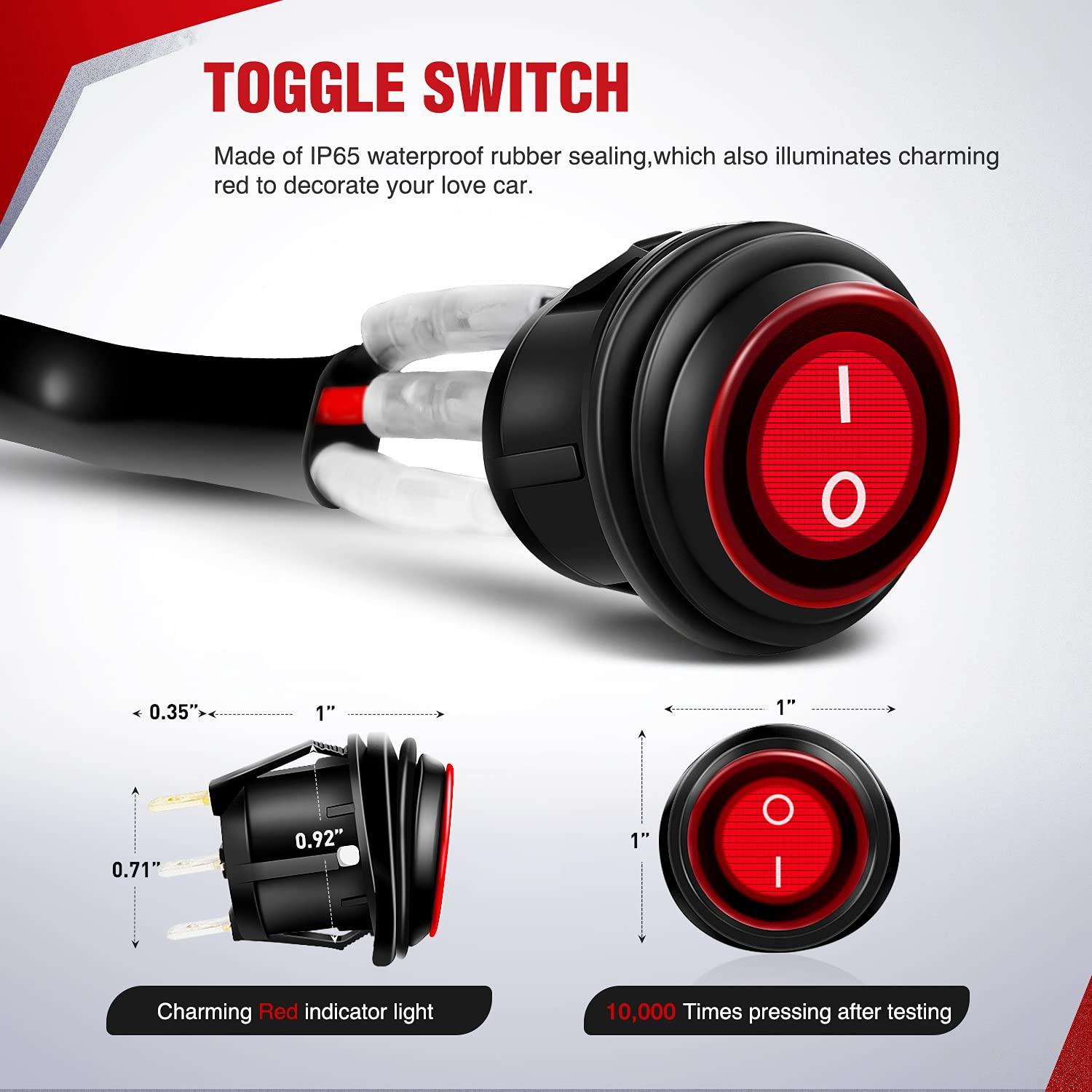 imageNilight 10031W Amber White Dual Color Light Bar Wiring Harness Kit 16AWG with 12V Relay 15A Inline Blade Fuse Push Button Switch for Offroad Driving Light 2 Leads16AWG Wiring Harness2 Leads