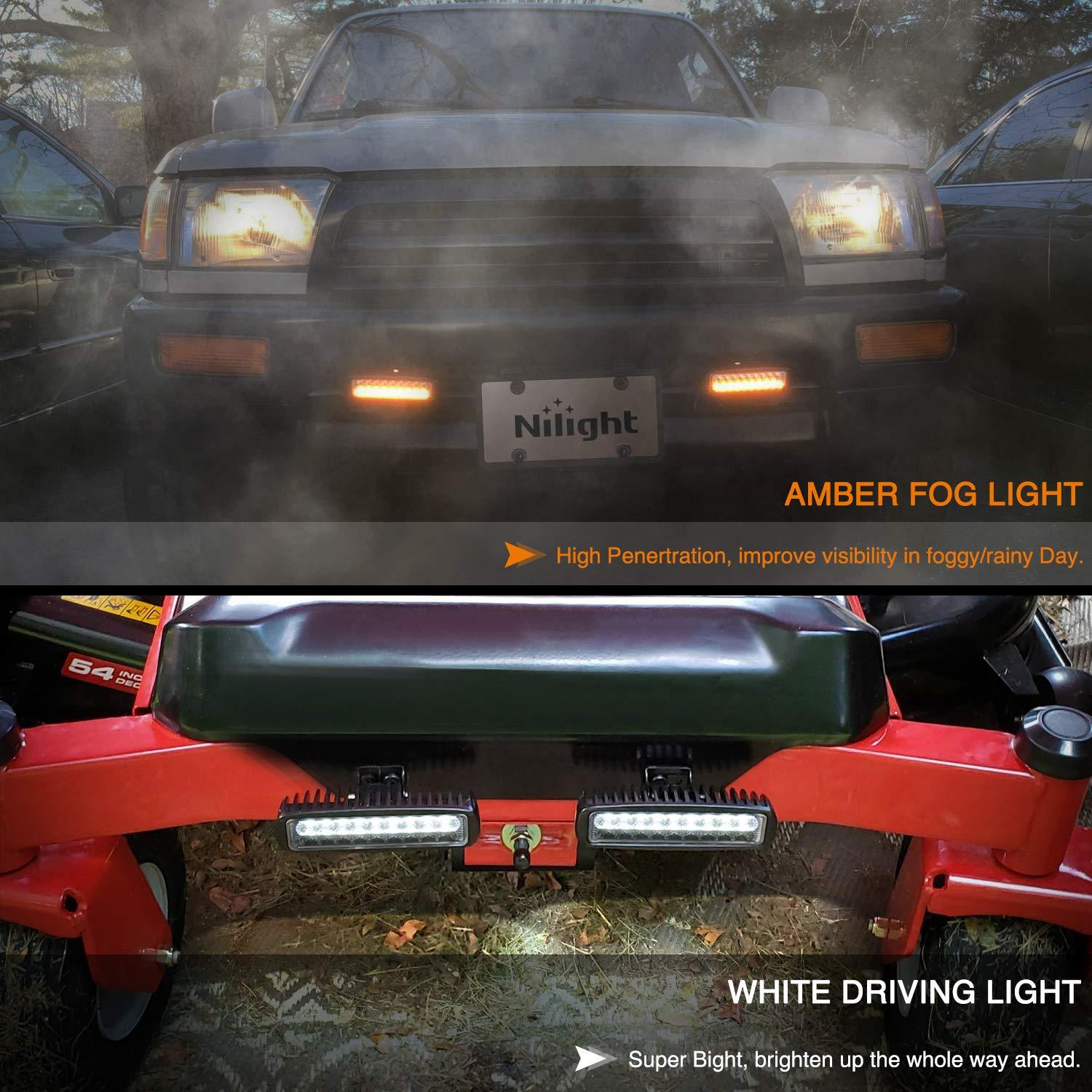 imageNilight 10031W Amber White Dual Color Light Bar Wiring Harness Kit 16AWG with 12V Relay 15A Inline Blade Fuse Push Button Switch for Offroad Driving Light 2 LeadsMulticolor