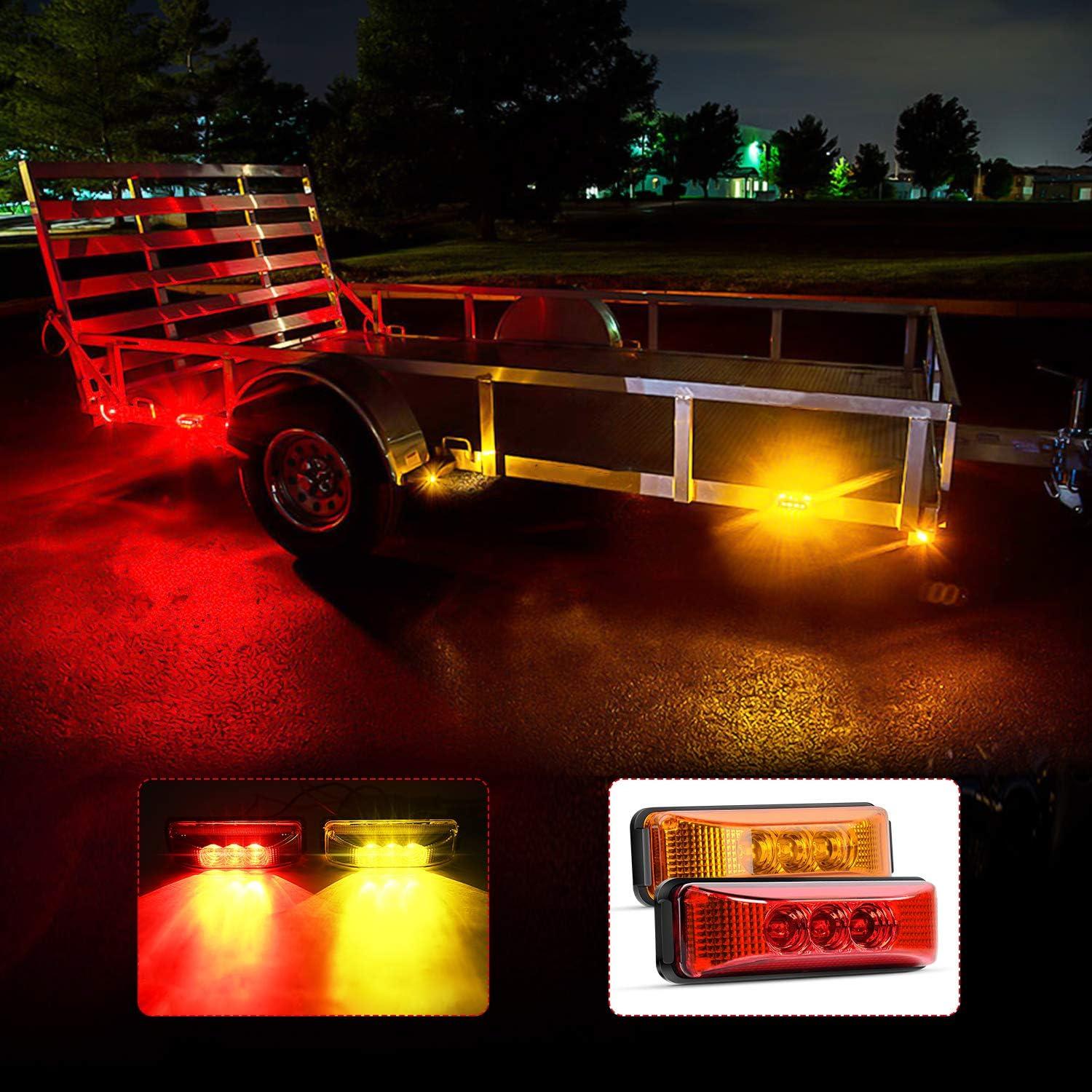 imageNilight 10Pcs 3 Led Trailer Light 39 Inch Front Rear Side Marker Lights Clearance Indicator Waterproof Sealed Surface Mounted Marker Light for RV Truck Trailer UTE UTV 12VAmber Red 10Pcs
