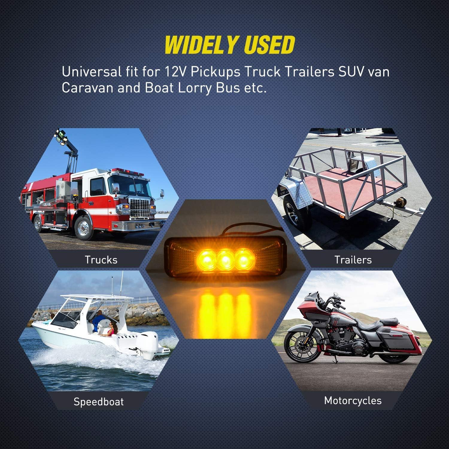 imageNilight 10Pcs 3 Led Trailer Light 39 Inch Front Rear Side Marker Lights Clearance Indicator Waterproof Sealed Surface Mounted Marker Light for RV Truck Trailer UTE UTV 12VAmber 2Pcs