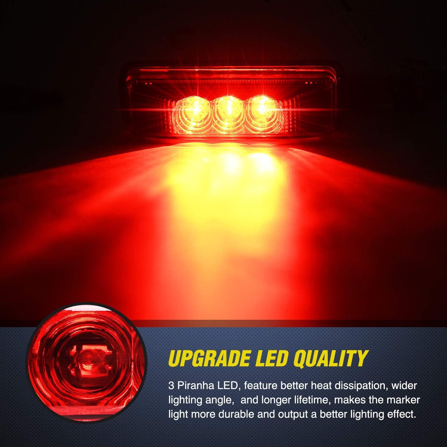 imageNilight 10Pcs 3 Led Trailer Light 39 Inch Front Rear Side Marker Lights Clearance Indicator Waterproof Sealed Surface Mounted Marker Light for RV Truck Trailer UTE UTV 12VRed 2Pcs