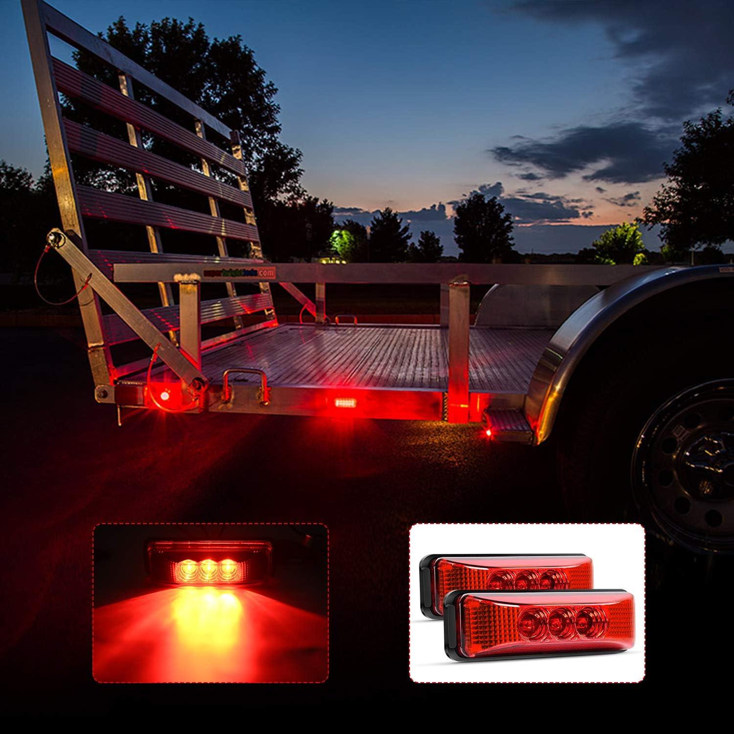 imageNilight 10Pcs 3 Led Trailer Light 39 Inch Front Rear Side Marker Lights Clearance Indicator Waterproof Sealed Surface Mounted Marker Light for RV Truck Trailer UTE UTV 12VRed 2Pcs