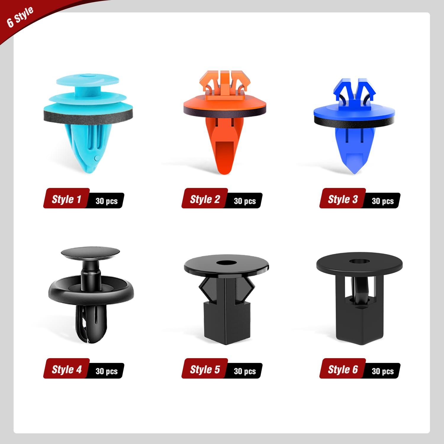 imageNilight 1115Pcs Car Push Retainer Clips Auto Fasteners Kit 32 Most Popular Sizes Nylon Bumper Fender Rivets with 5 Fasteners Remover 10 Cable Ties for Toyota GM Ford Honda Chevy180Pcs1tool