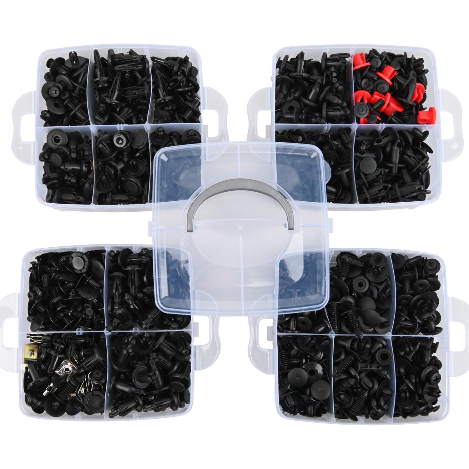 imageNilight 1115Pcs Car Push Retainer Clips Auto Fasteners Kit 32 Most Popular Sizes Nylon Bumper Fender Rivets with 5 Fasteners Remover 10 Cable Ties for Toyota GM Ford Honda Chevy941Pcs