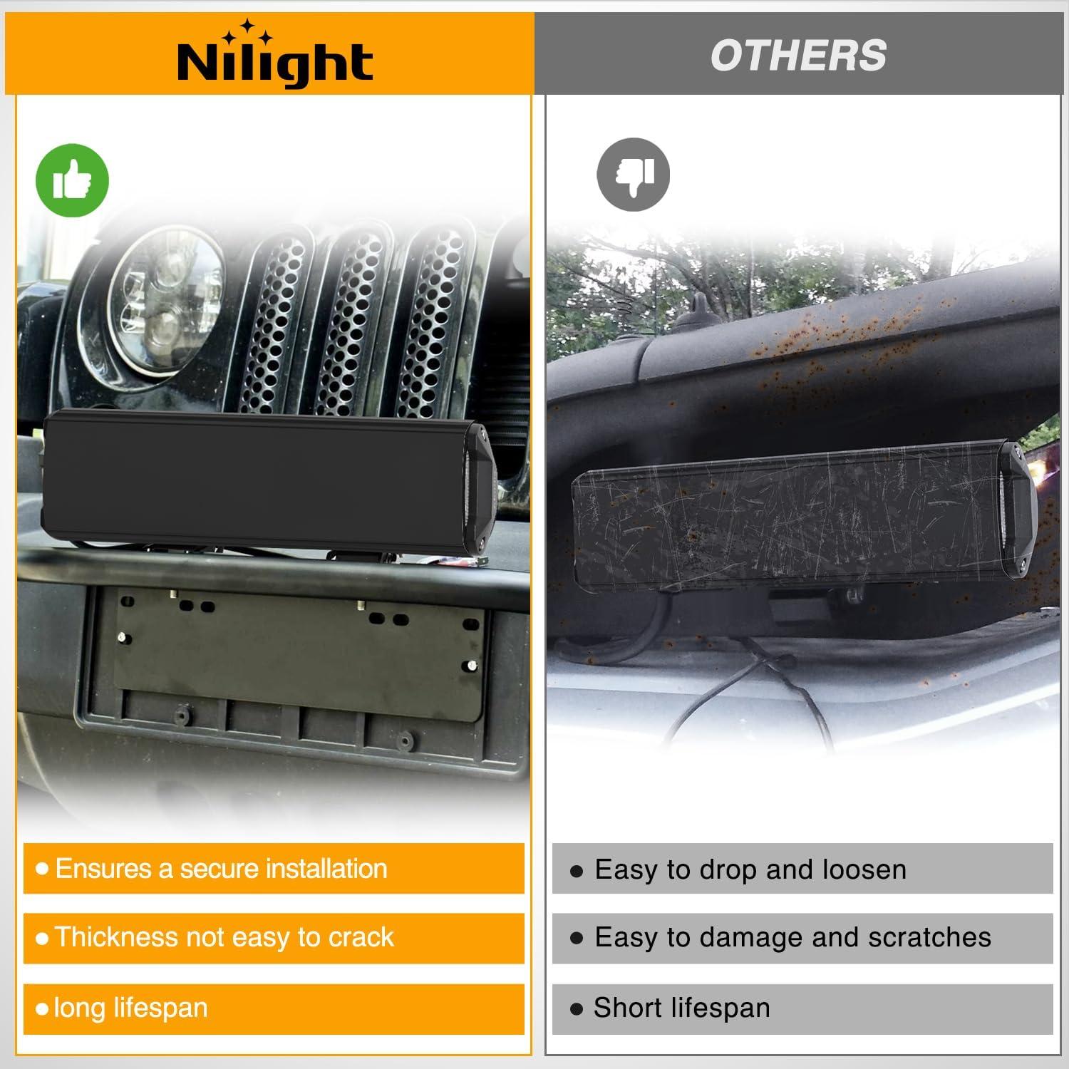 imageNilight 12 Inch LED Light Bar Cover 2 PCS Black Protective Covers Durable Polycarbonate Lens Waterproof Dustproof ScratchProof for DoubleRow Lights Off Road Driving Lighting