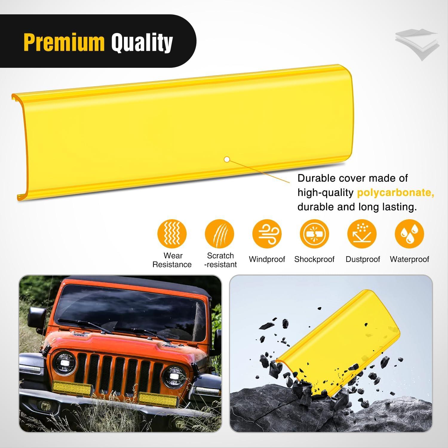 imageNilight 12 Inch LED Light Bar Cover 2 PCS Yellow Protective Covers Durable Polycarbonate Lens Waterproof Dustproof ScratchProof for DoubleRow Lights Off Road Driving Lighting