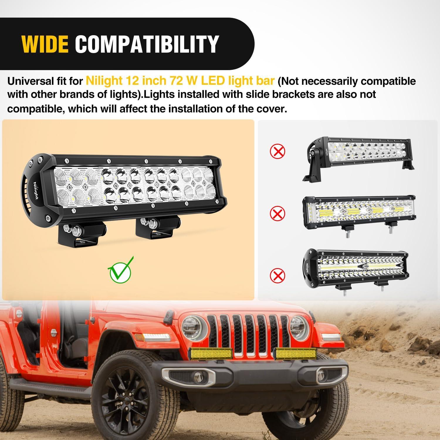 imageNilight 12 Inch LED Light Bar Cover 2 PCS Yellow Protective Covers Durable Polycarbonate Lens Waterproof Dustproof ScratchProof for DoubleRow Lights Off Road Driving Lighting