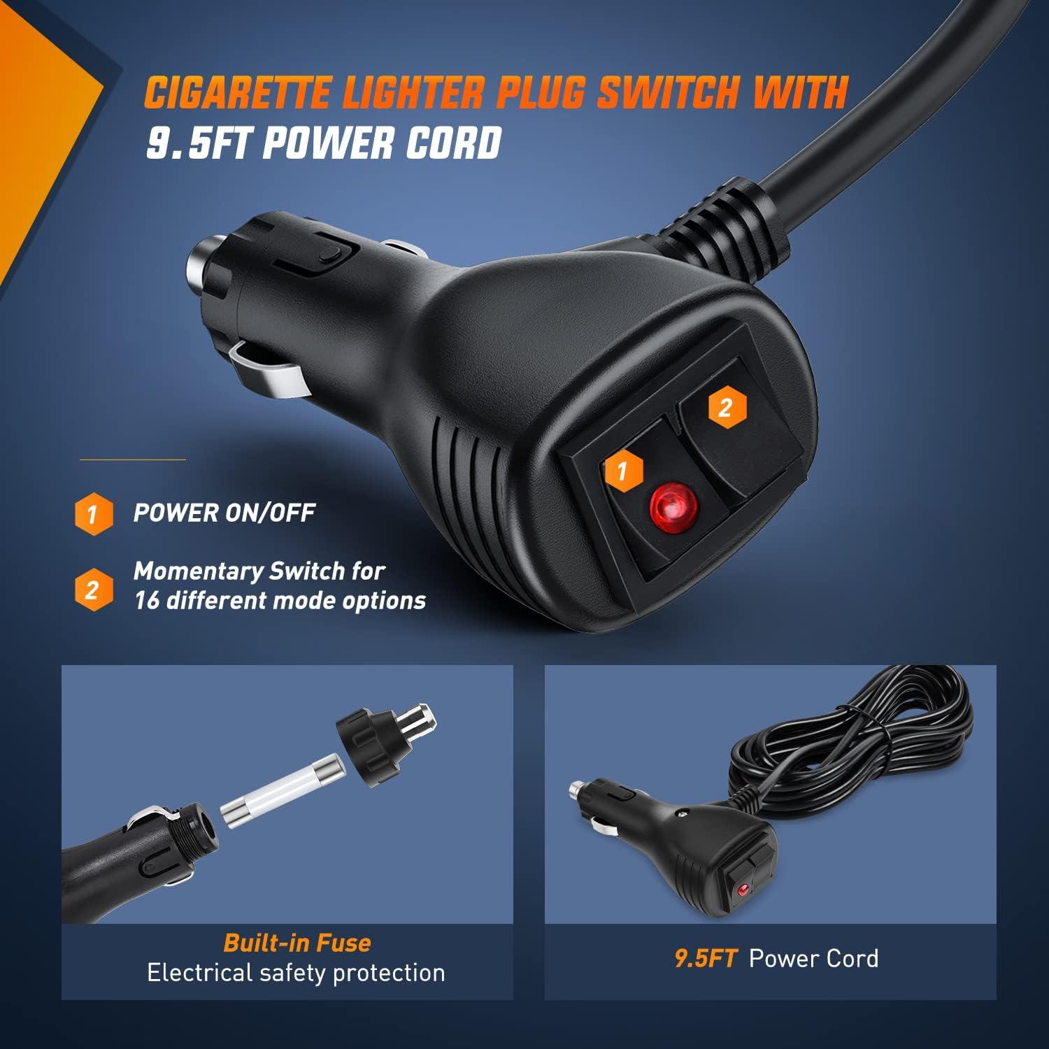 imageNilight 12 Inch Roof Top Strobe Lights 48LED Hazard Light Emergency Safety Warning LED Flashing Bar Magnetic Mount 12V 24V Cars Trucks Tractors Snow Plows Construction VehiclesAmber and Green