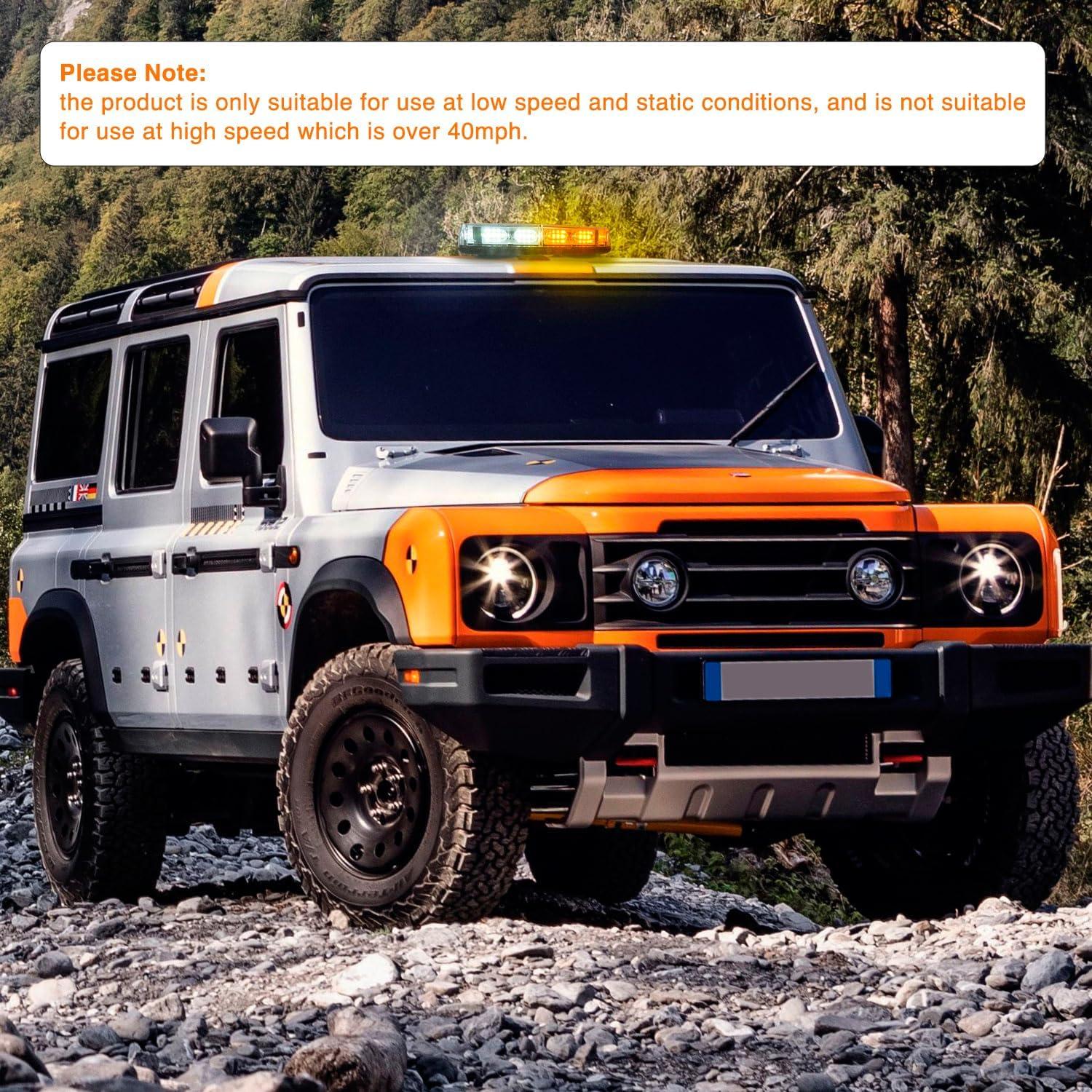 imageNilight 12 Inch Roof Top Strobe Lights 48LED Hazard Light Emergency Safety Warning LED Flashing Bar Magnetic Mount 12V 24V Cars Trucks Tractors Snow Plows Construction VehiclesAmber Mix White