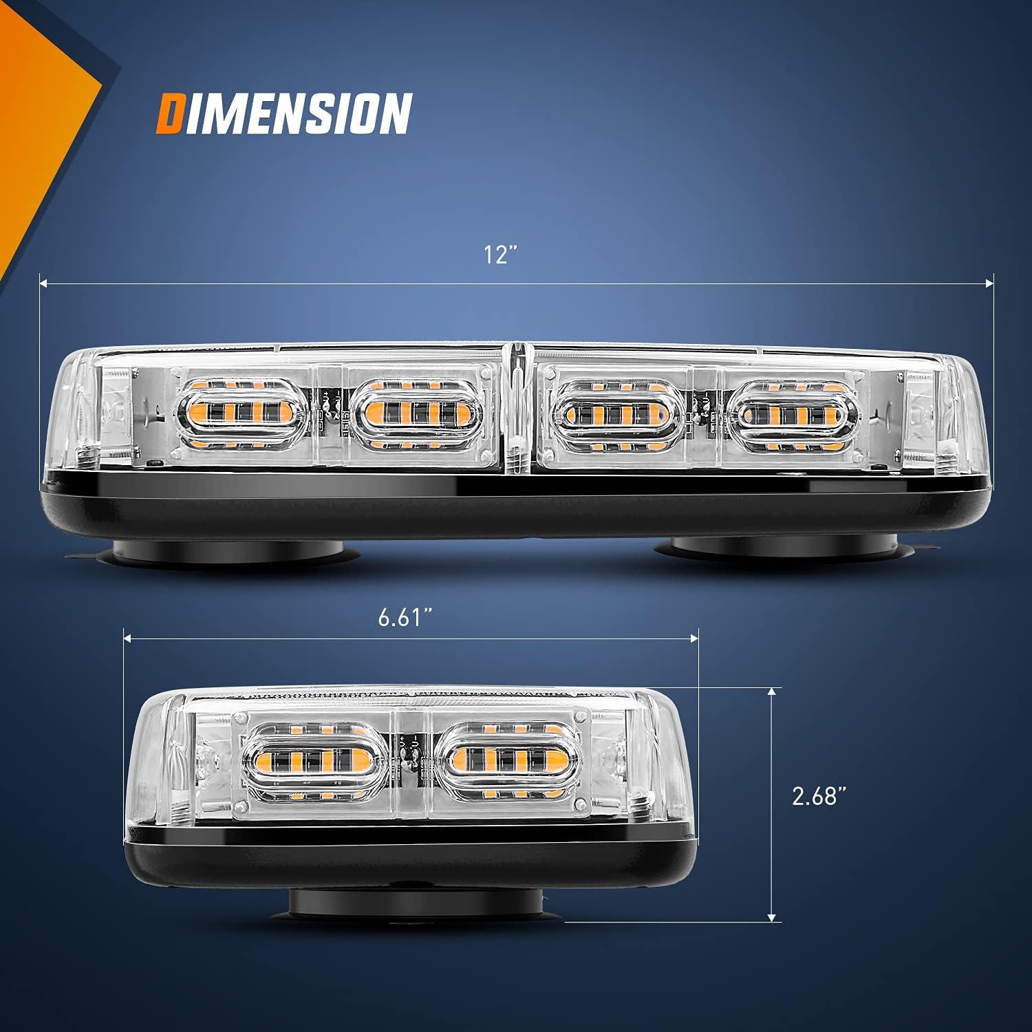 imageNilight 12 Inch Roof Top Strobe Lights 48LED Hazard Light Emergency Safety Warning LED Flashing Bar Magnetic Mount 12V 24V Cars Trucks Tractors Snow Plows Construction VehiclesAmber