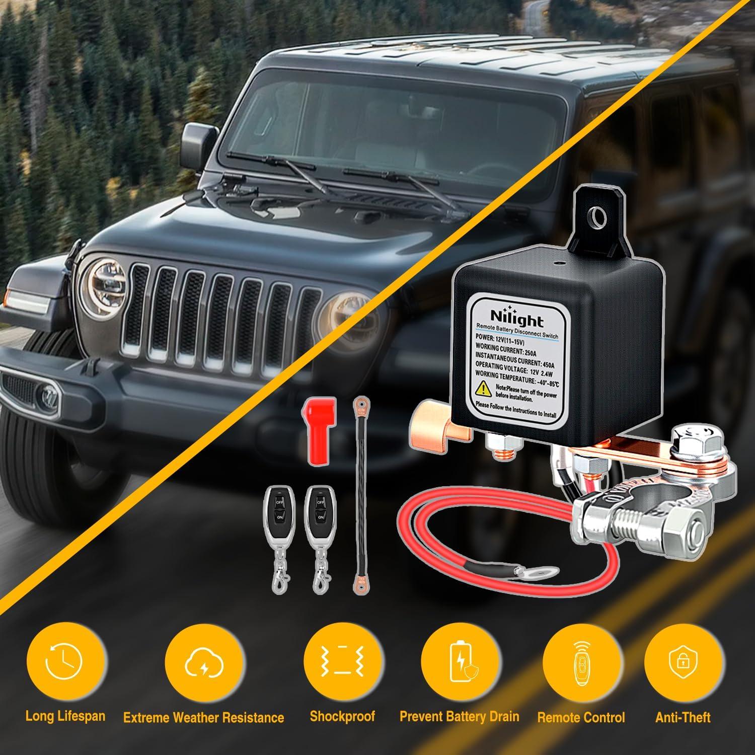 imageNilight 120A Starter Relay 4 Pin Split Relays Switch 12V Continuous Heavy Duty SPST High Current 4 Terminal Car Starter On Off Control for Automotive Car Truck RV Camper250A with Black Negative Wire