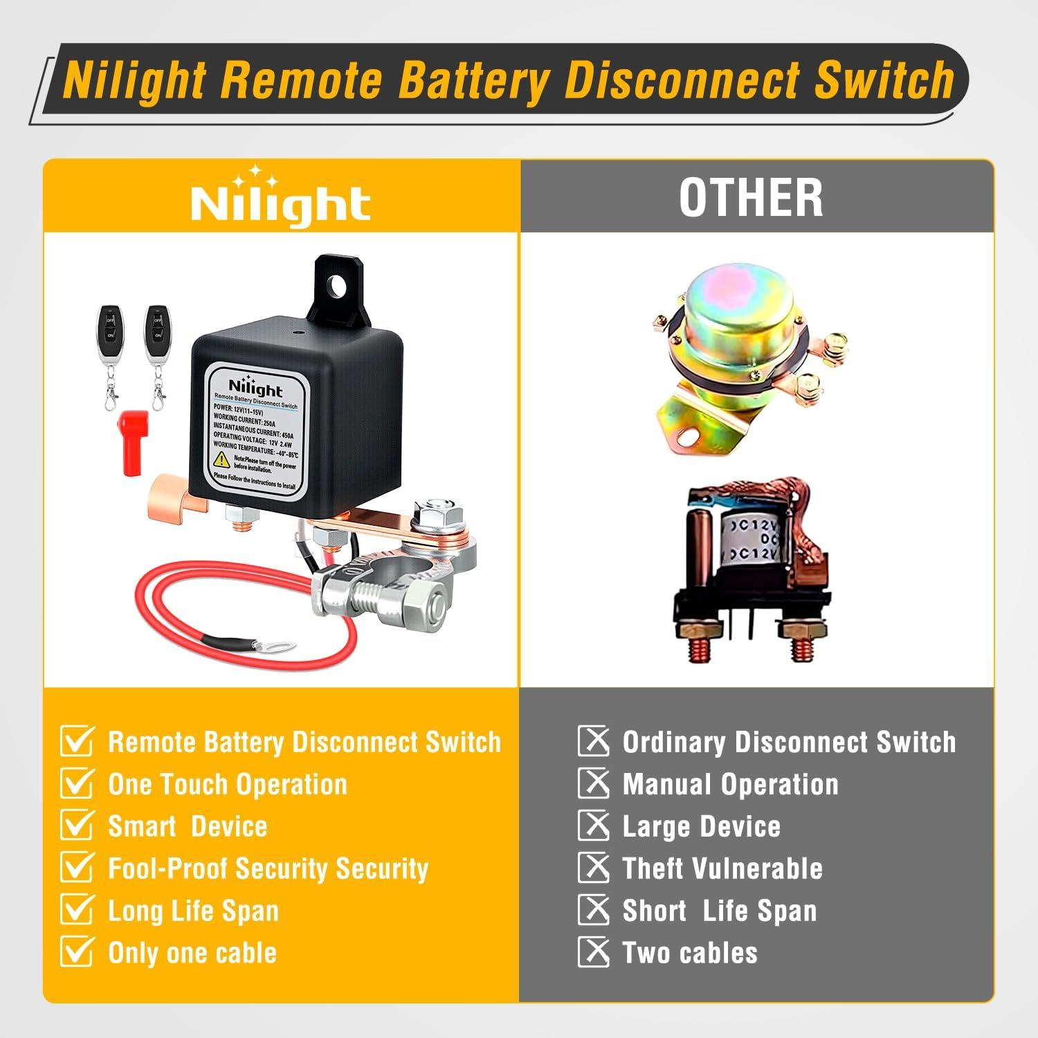imageNilight 120A Starter Relay 4 Pin Split Relays Switch 12V Continuous Heavy Duty SPST High Current 4 Terminal Car Starter On Off Control for Automotive Car Truck RV Camper250A Standard